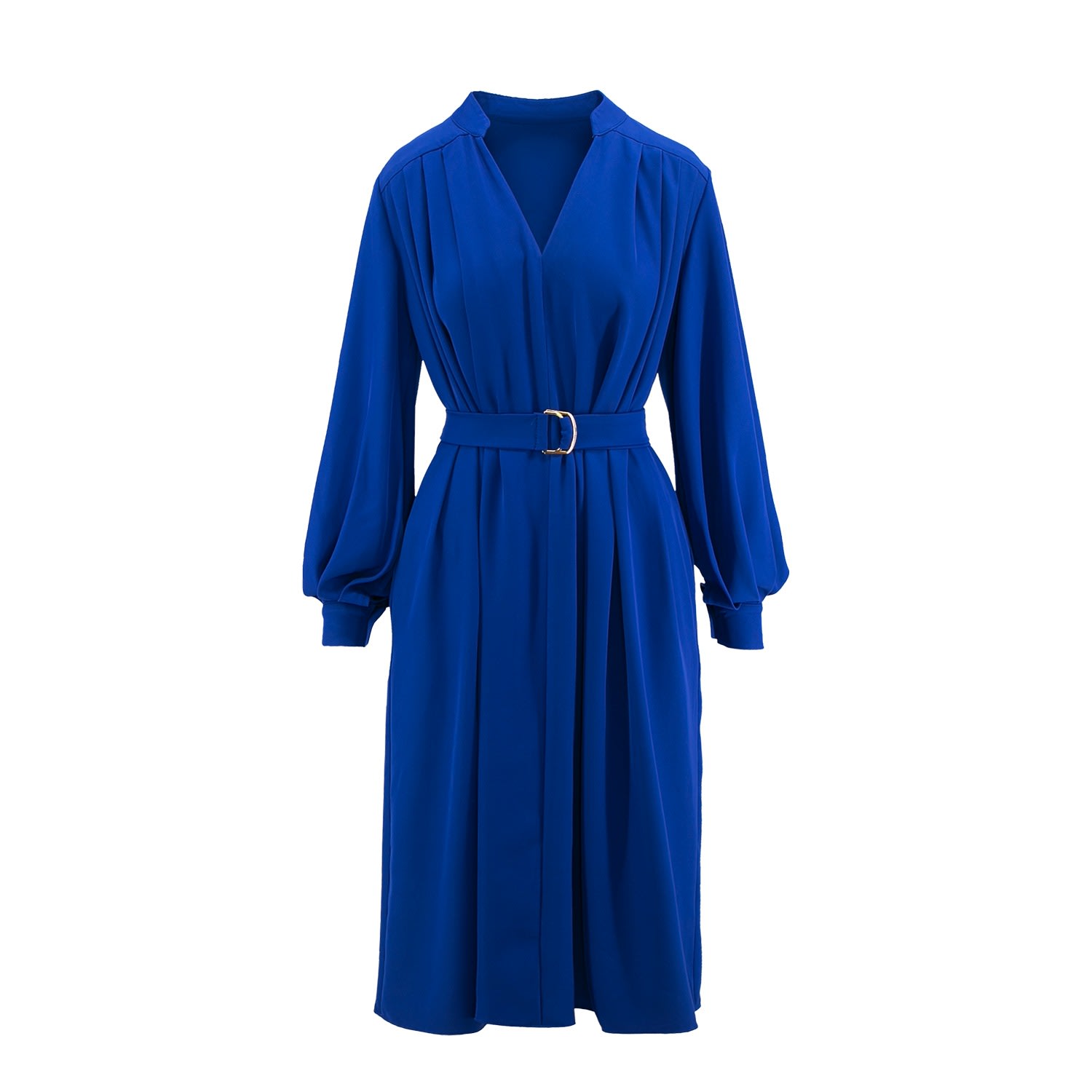 Women’s Electric Blue Dress With Pleats Large Bluzat