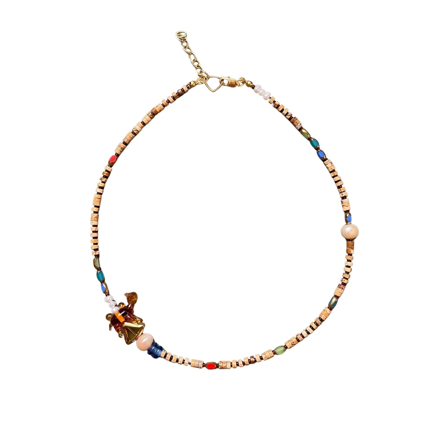 Desert Lobby Women's Blue / Neutrals / Brown Midnight Stroll – Handmade Murano Glass Camel Necklace With Jasper,  In Multi