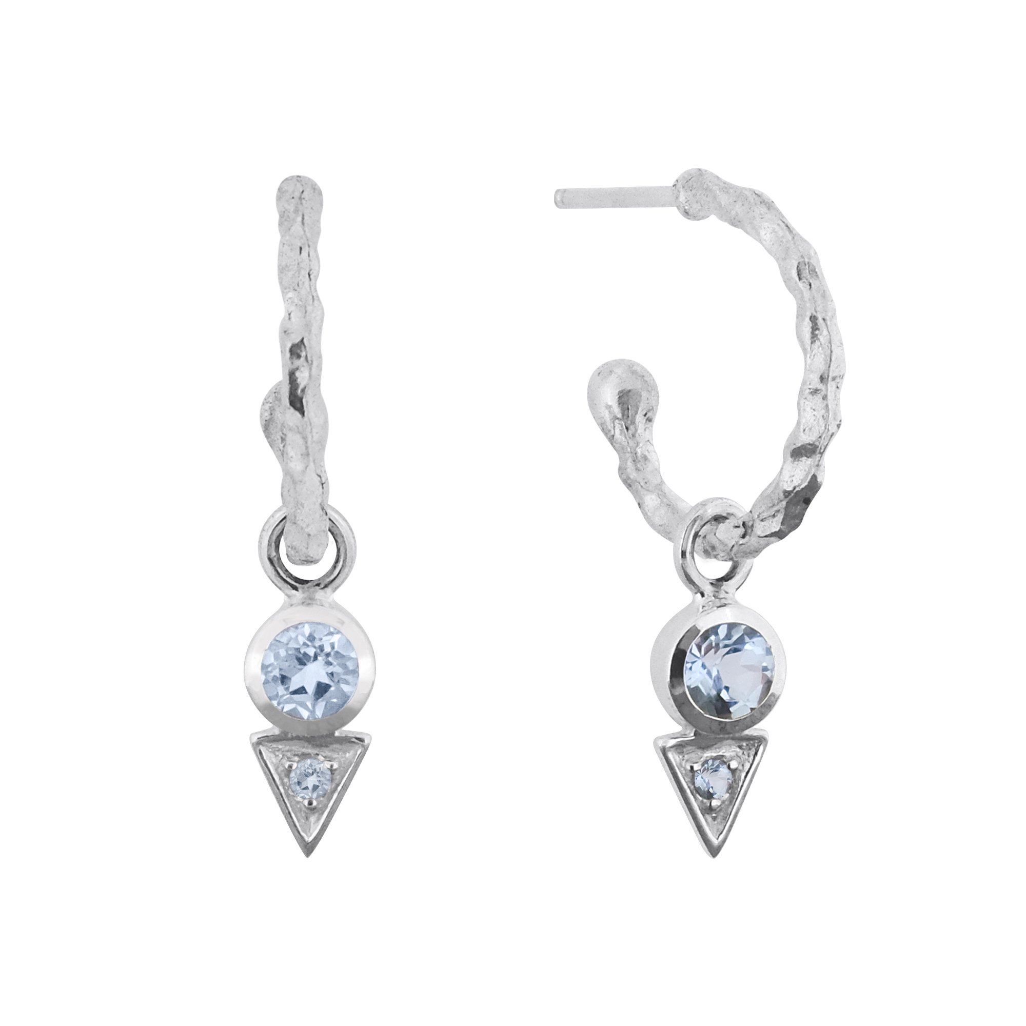 Women’s Trikona Peace Silver Hoop Earrings - Blue Topaz Charlotte’s Web Jewellery