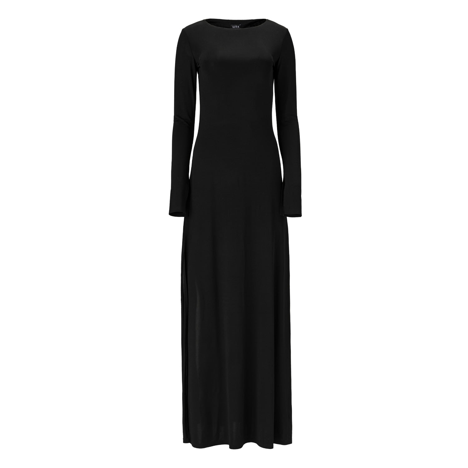 Lita Couture Women's Black Open Back Dress With Side Split
