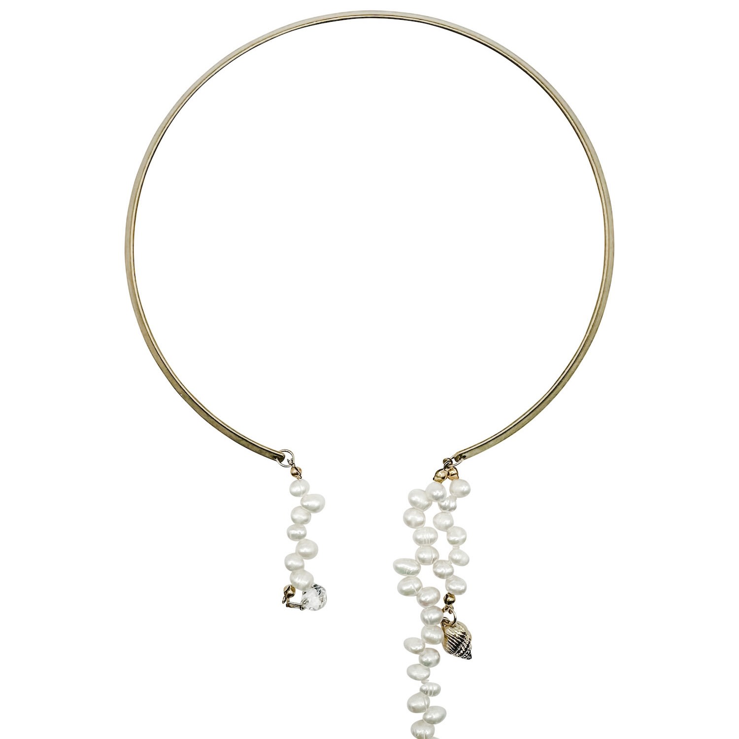 Babaloo Jewelry Women's Gold Pearl Cluster Open Choker