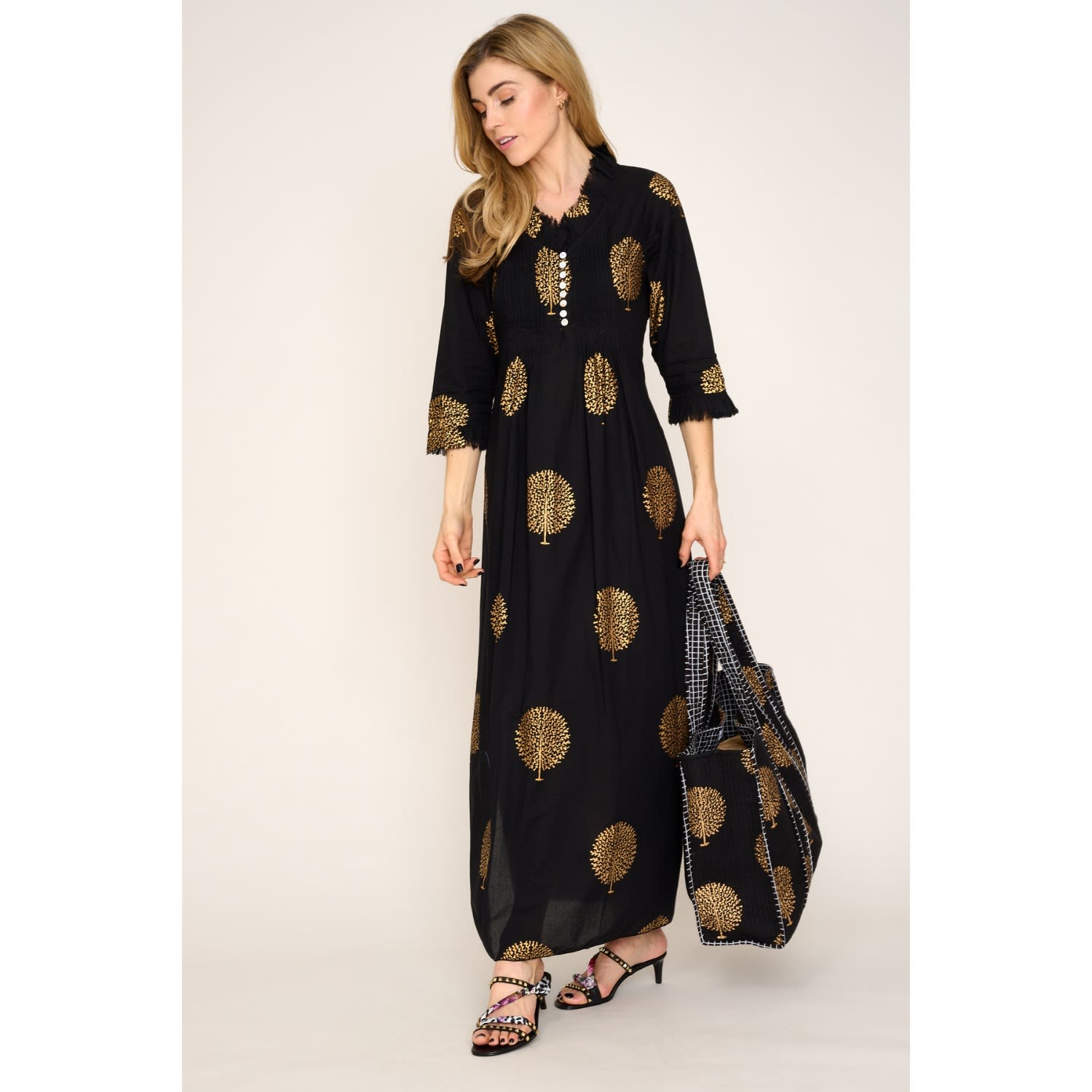 at Last... Annabel Cotton Maxi Dress - Black