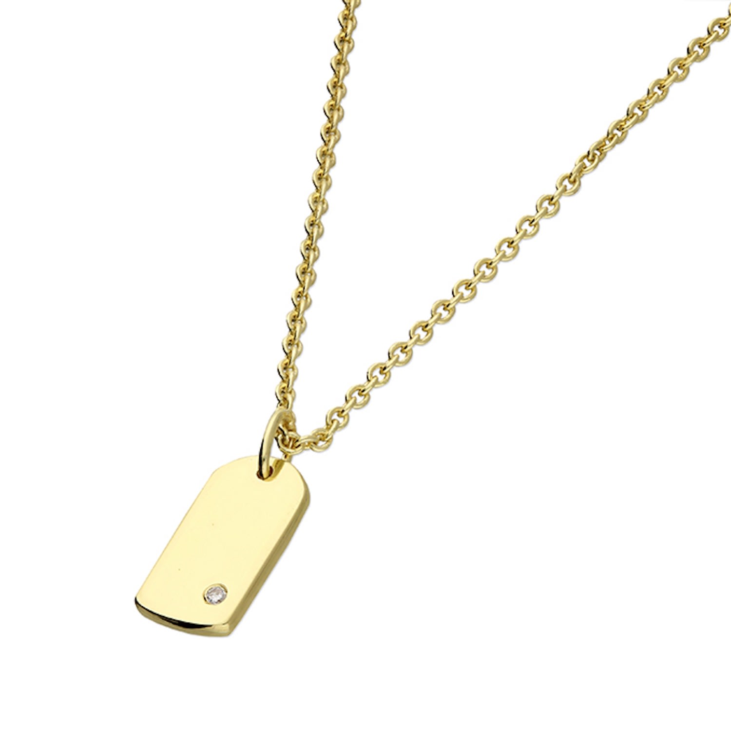 Women&rsquo;s Yellow Gold Plated Tiny Dog Tag | Kaizarin