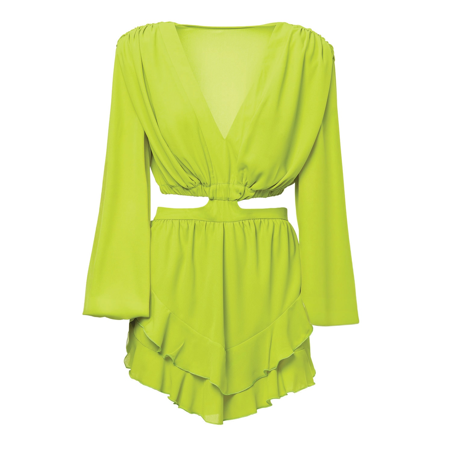 Bluzat Women's Yellow / Orange Lime Mini Jumpsuit With Cut-out In Yellow/orange
