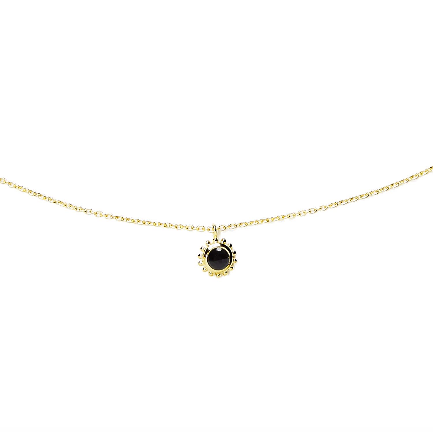 Sun Stone Small Necklace Gold Black Onyx Agnes De Verneuil Wolf Badger