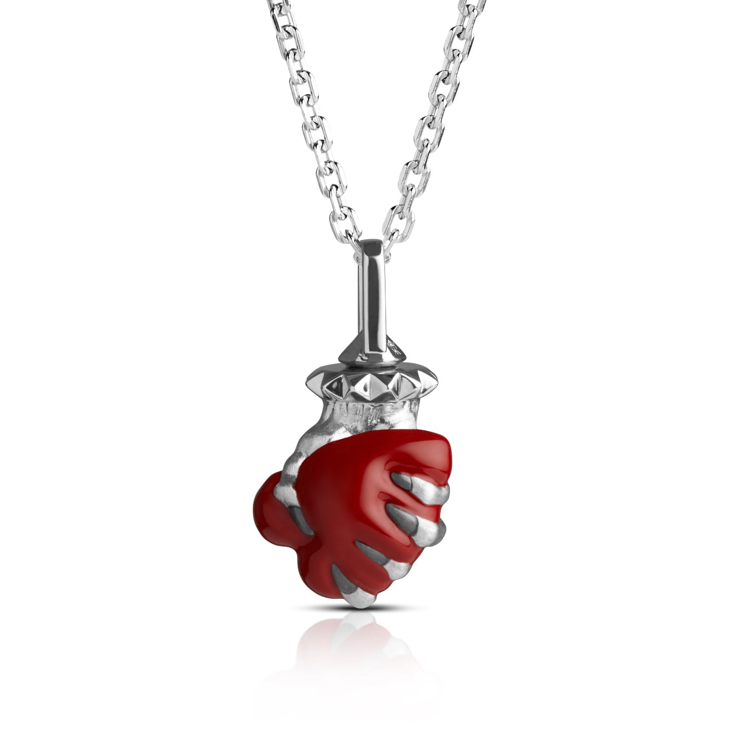 Kasun Women's Silver / Red Arms Of My Romeo – Red Heart & Silver Hand Pendant In Multi