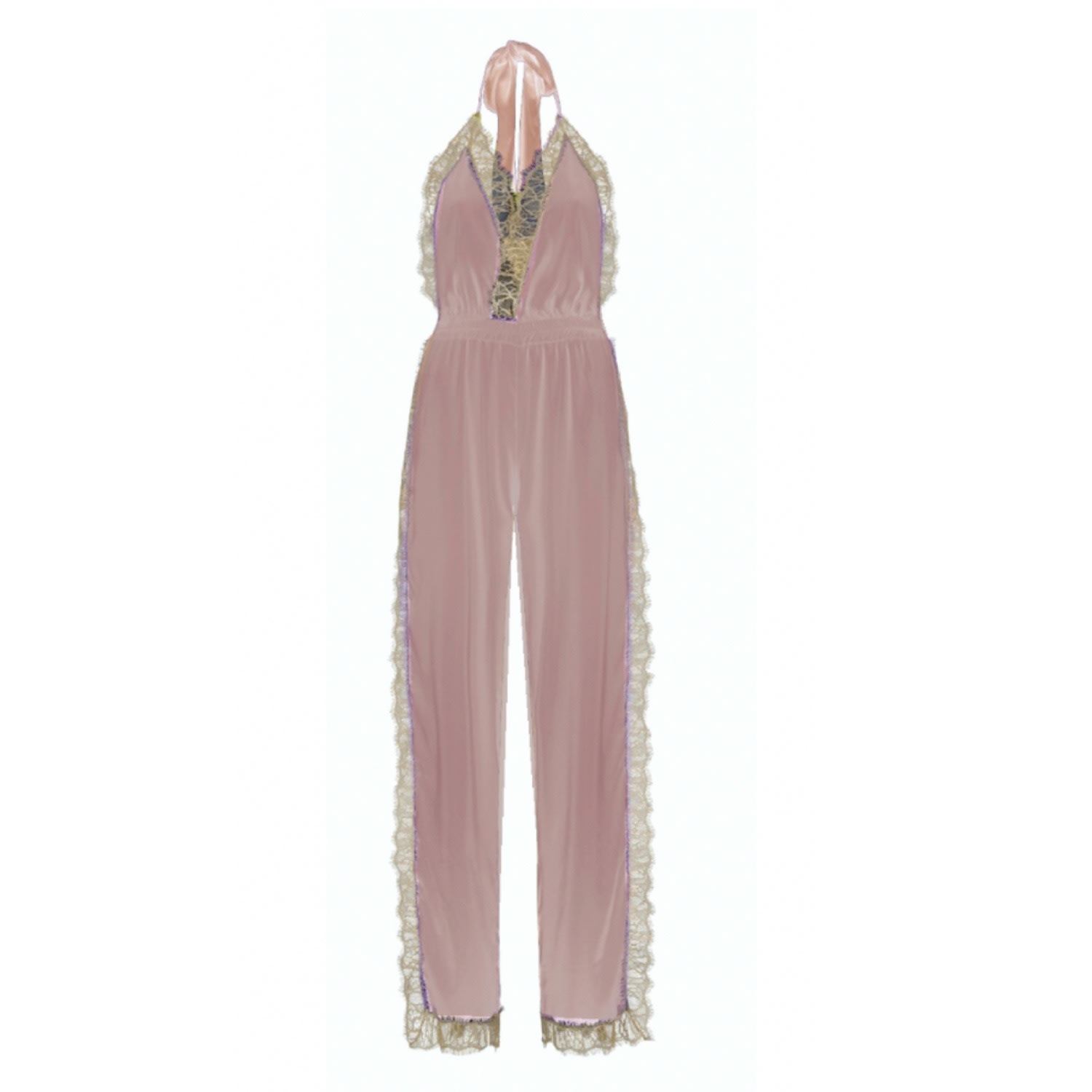 Noblesse Oblige Women's Pink / Purple Cactus Rose Long Open Leg Romper