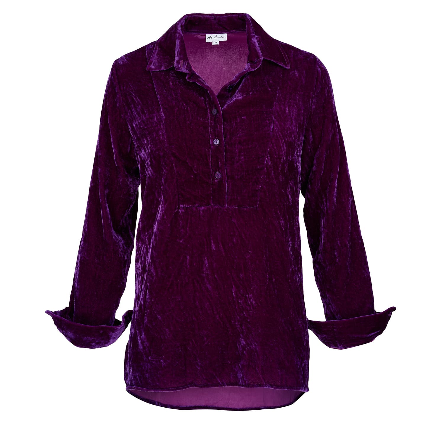 At Last... Silk Velvet Women Shirt - Purple