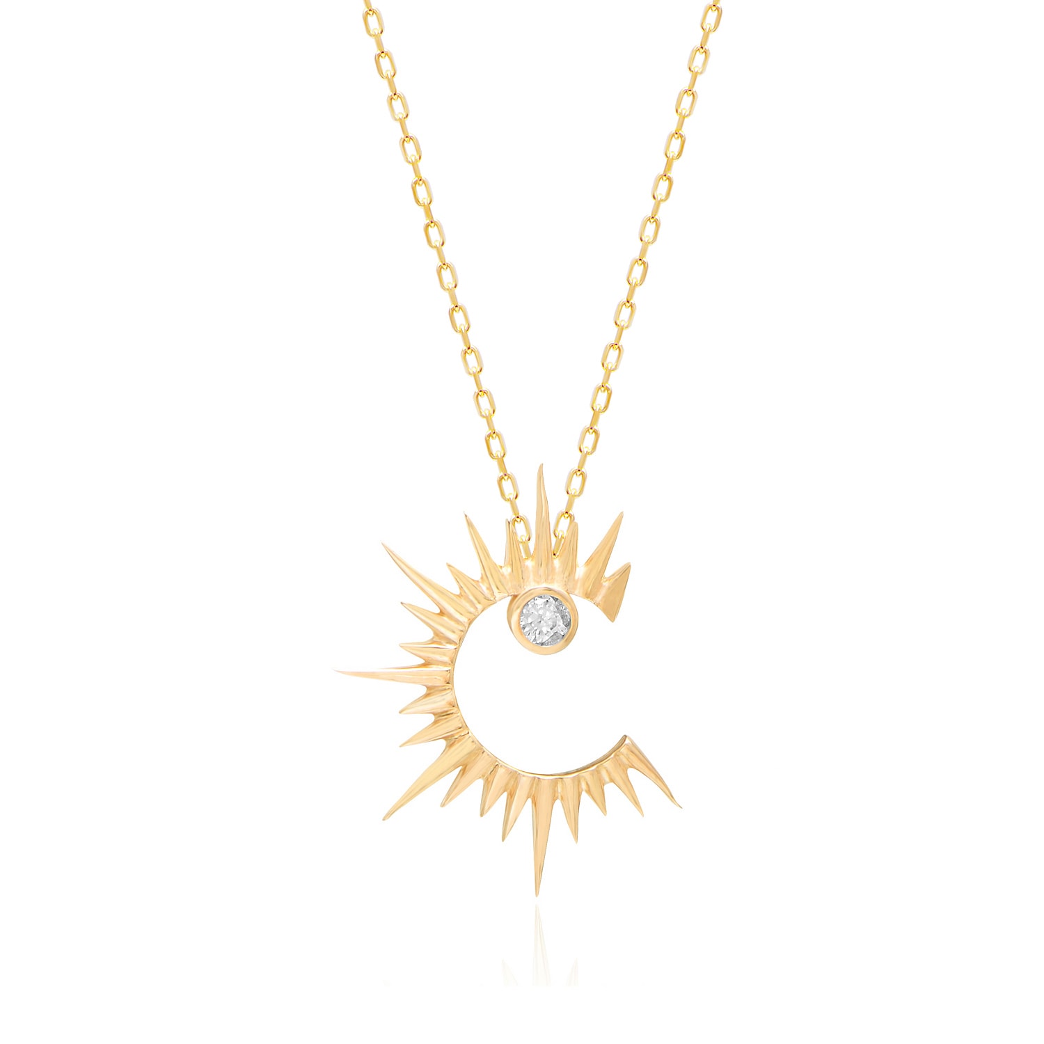 Women’s Gold / White Solar Silver Sun Necklace With White Cubic Zirconia Pia & Co.