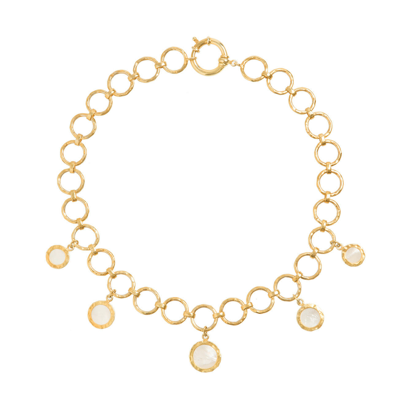 Freya Rose Women's Gold / White Forged Circular Necklace, Gold