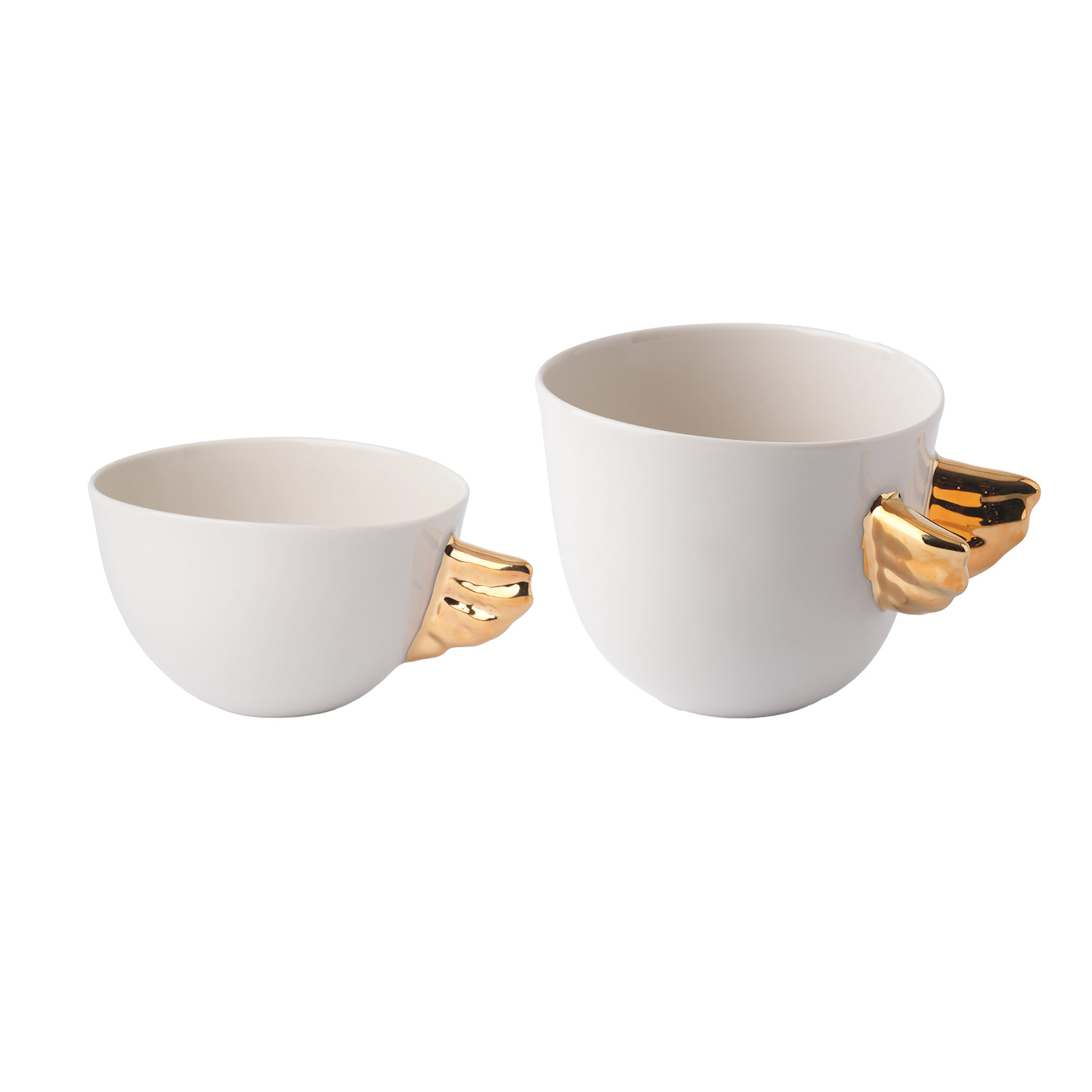 Maji Atelier Neutrals / Gold Volans Winged Porcelain Cup Duo – Transparent, Small & Medium