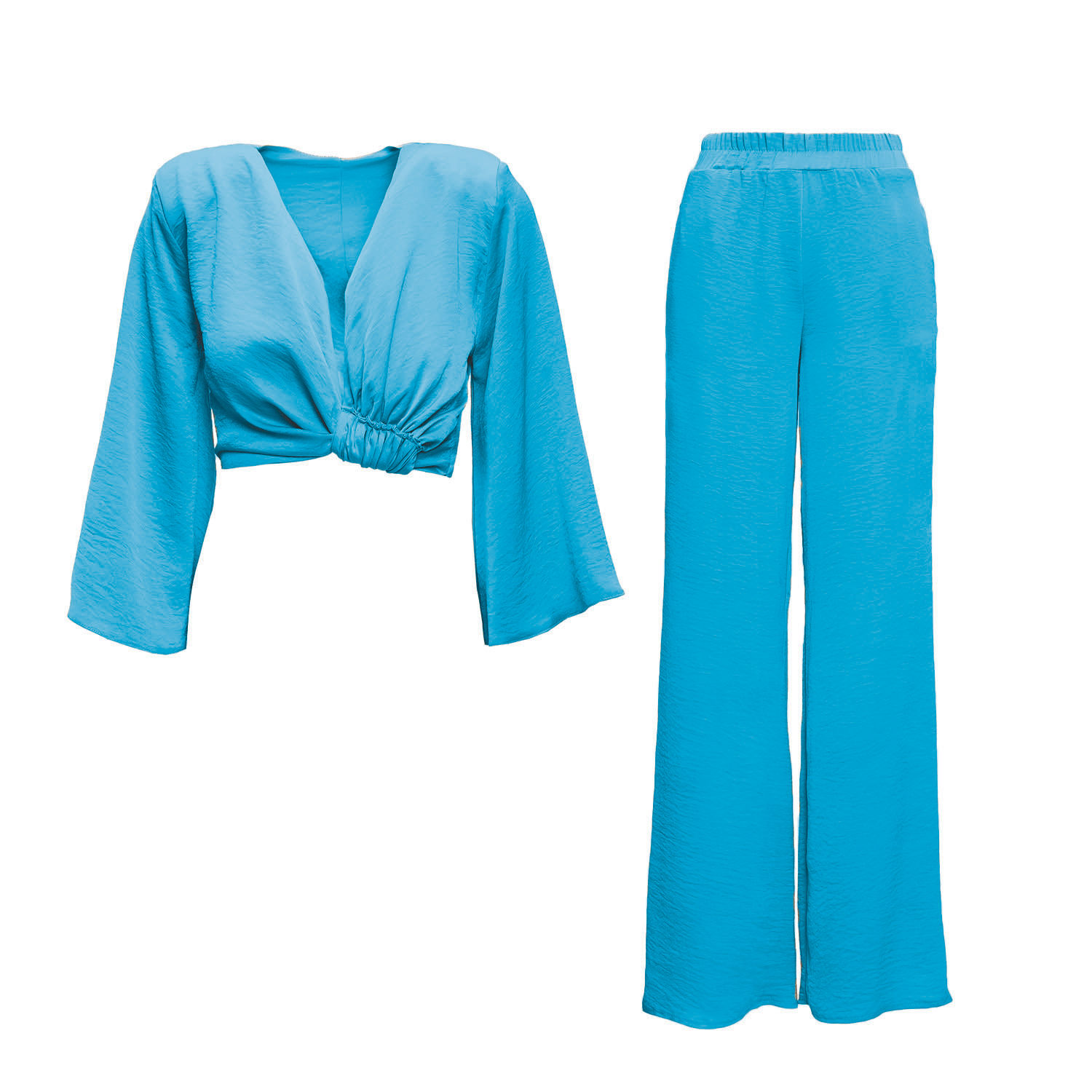 Bluzat Blue Bleu Set With Top And Midi Skirt In Blue