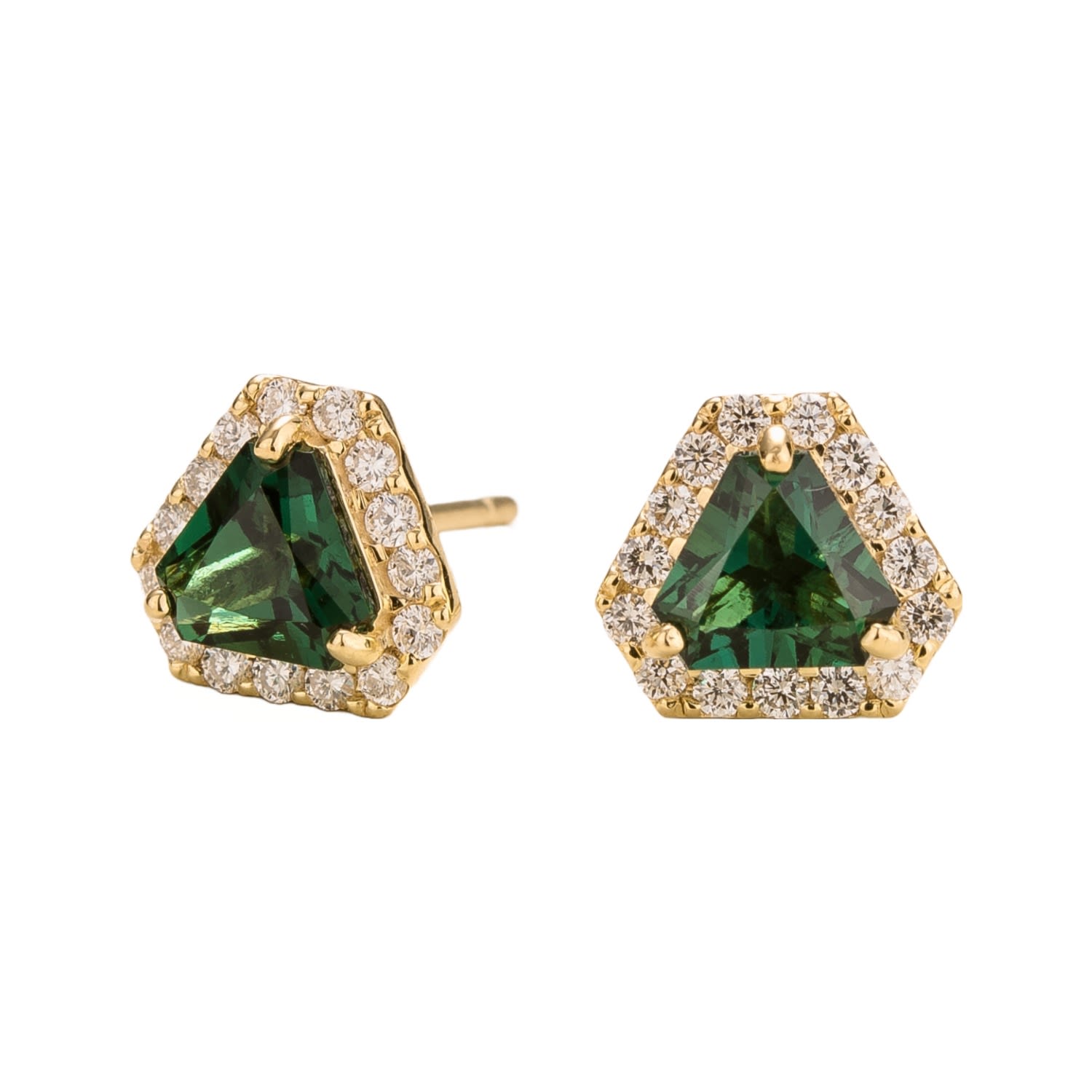 Juvetti Women's White / Gold / Green Diana Gold Earrings In Emerald & Diamond In Multi