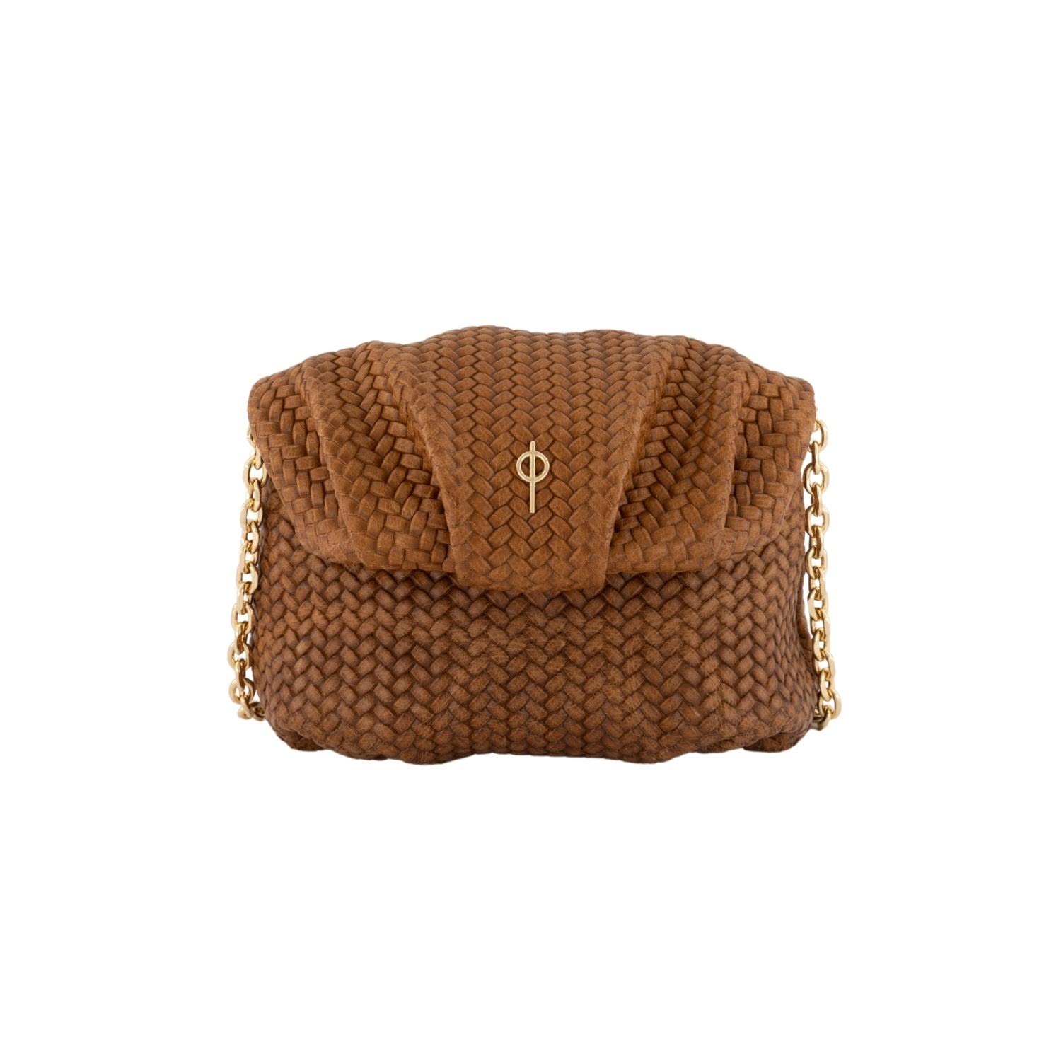 Women's Braid Print Baby Leda Brown - Leather Crossbody | Otrera