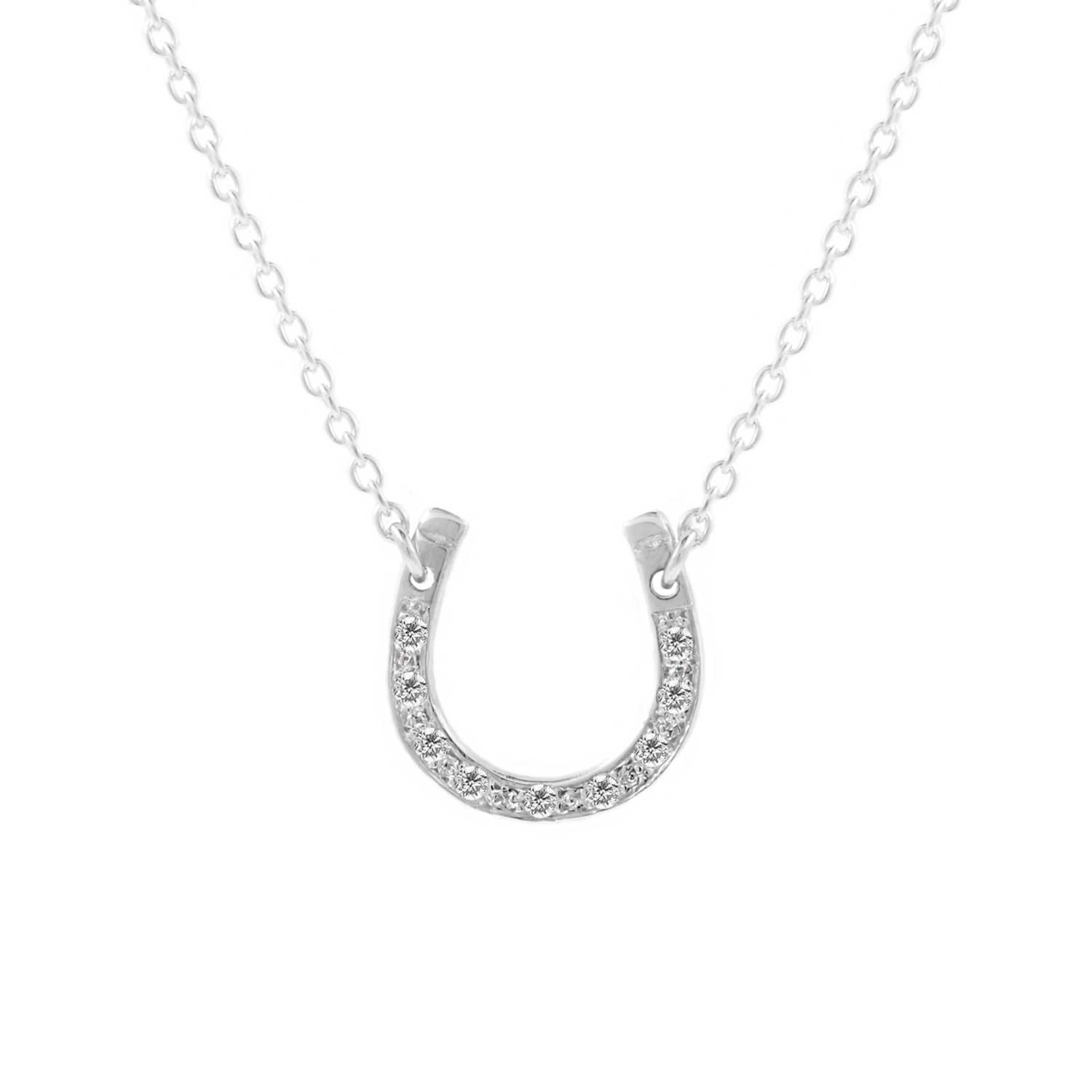 Women’s Diamond Horseshoe Necklace - Silver Lee Renee