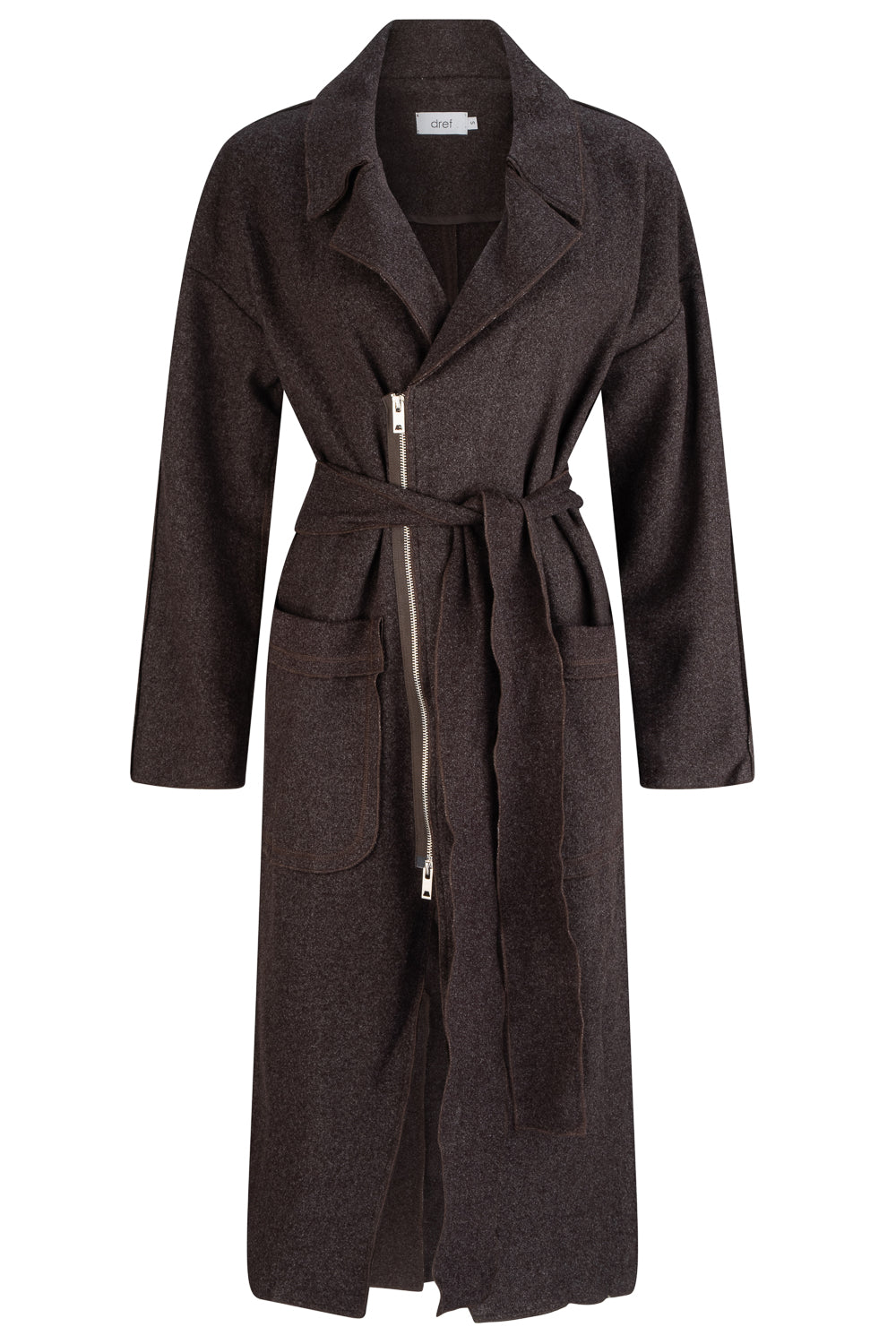 Women’s Brown Ionian Belted Felt Coat - Chocolate Medium Dref by D