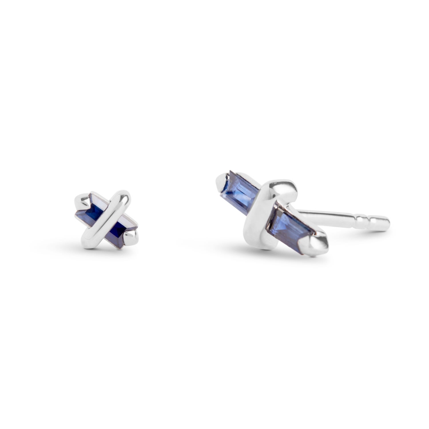 Kasun Women's Blue / Silver Candy Kiss Earrings - September - Sapphire - Silver