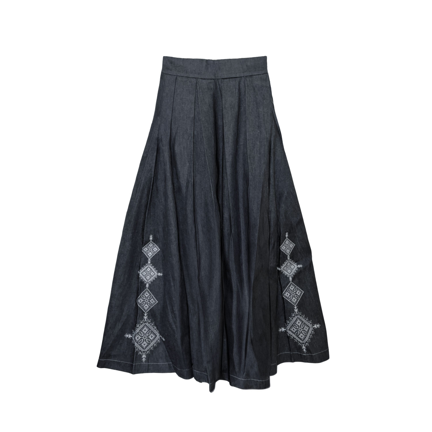 L2r The Label Women's Embellished Emberloom Maxi Skirt In Dark Grey Denim