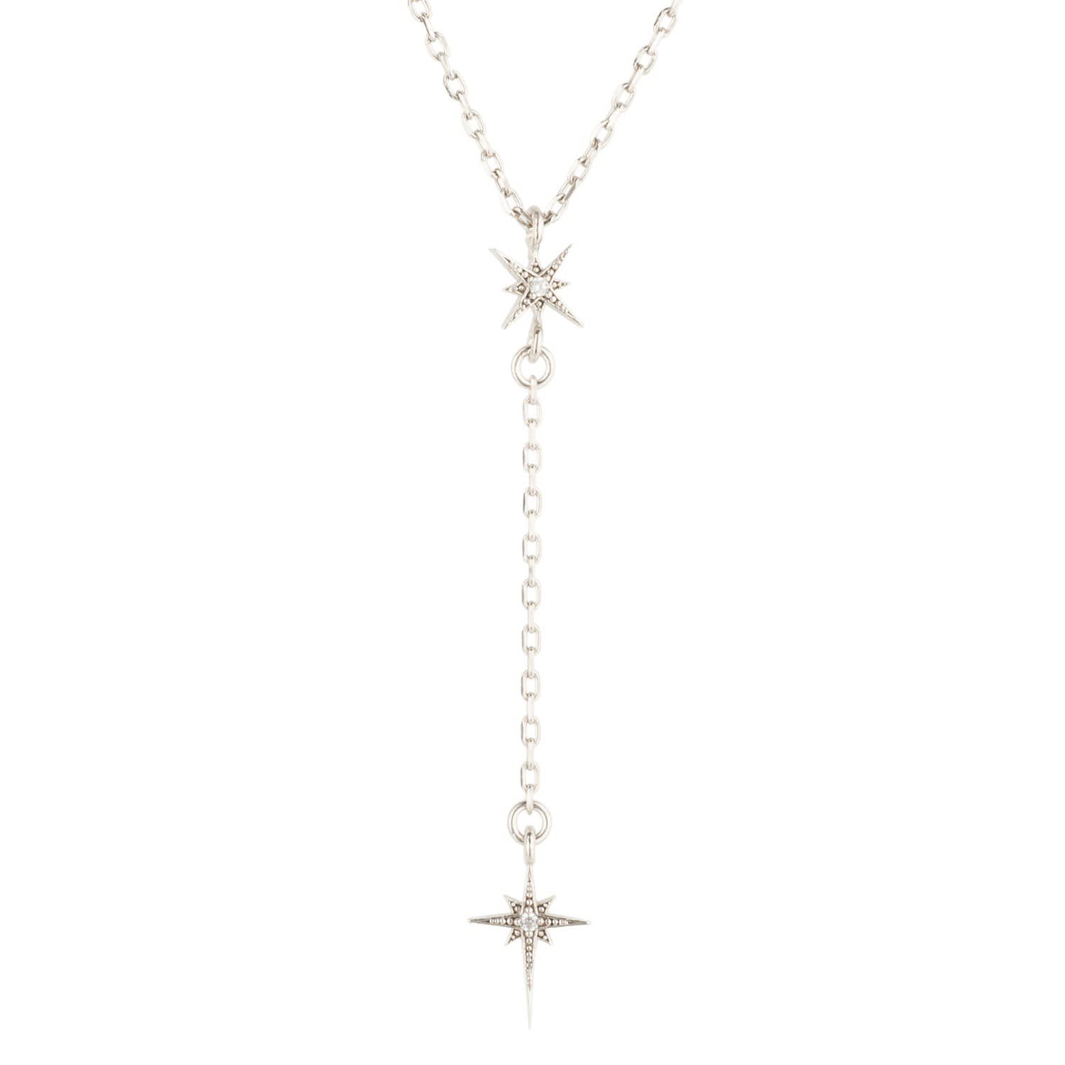 North Star Burst Mini Drop Necklace Silver Latelita Wolf Badger