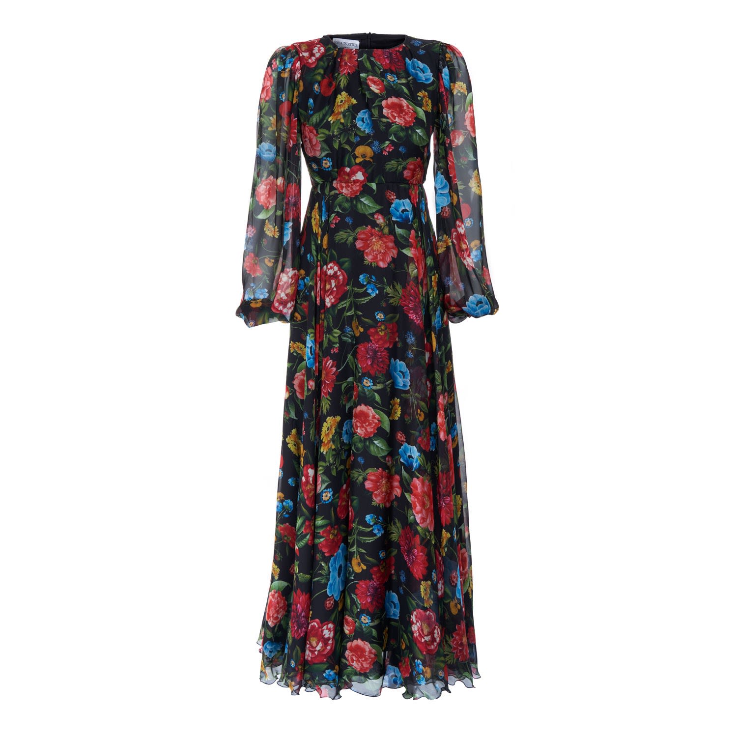 Women's Long Silk Chiffon Dress | Xxs | Sofia Tsereteli