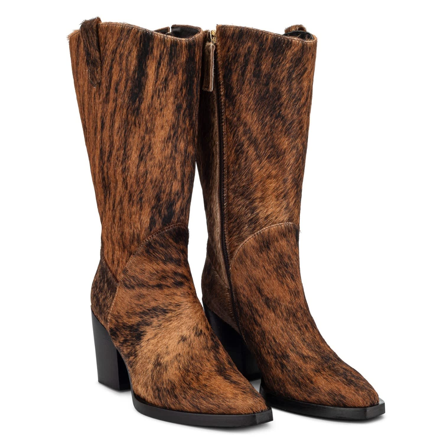 New Amendment Women's Brown Olsson Texan Mid Shaft Wide Calf Boot In Ponyhair Fawn