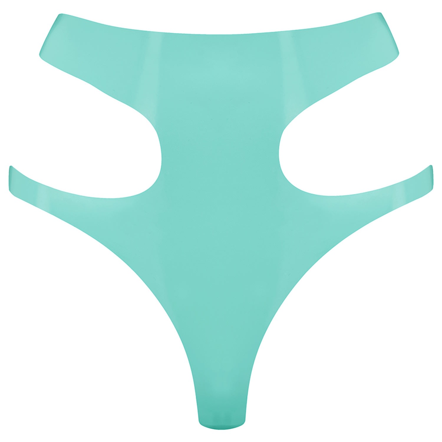 Elissa Poppy Women's Latex Cut Out Thong - Jade Green In Green