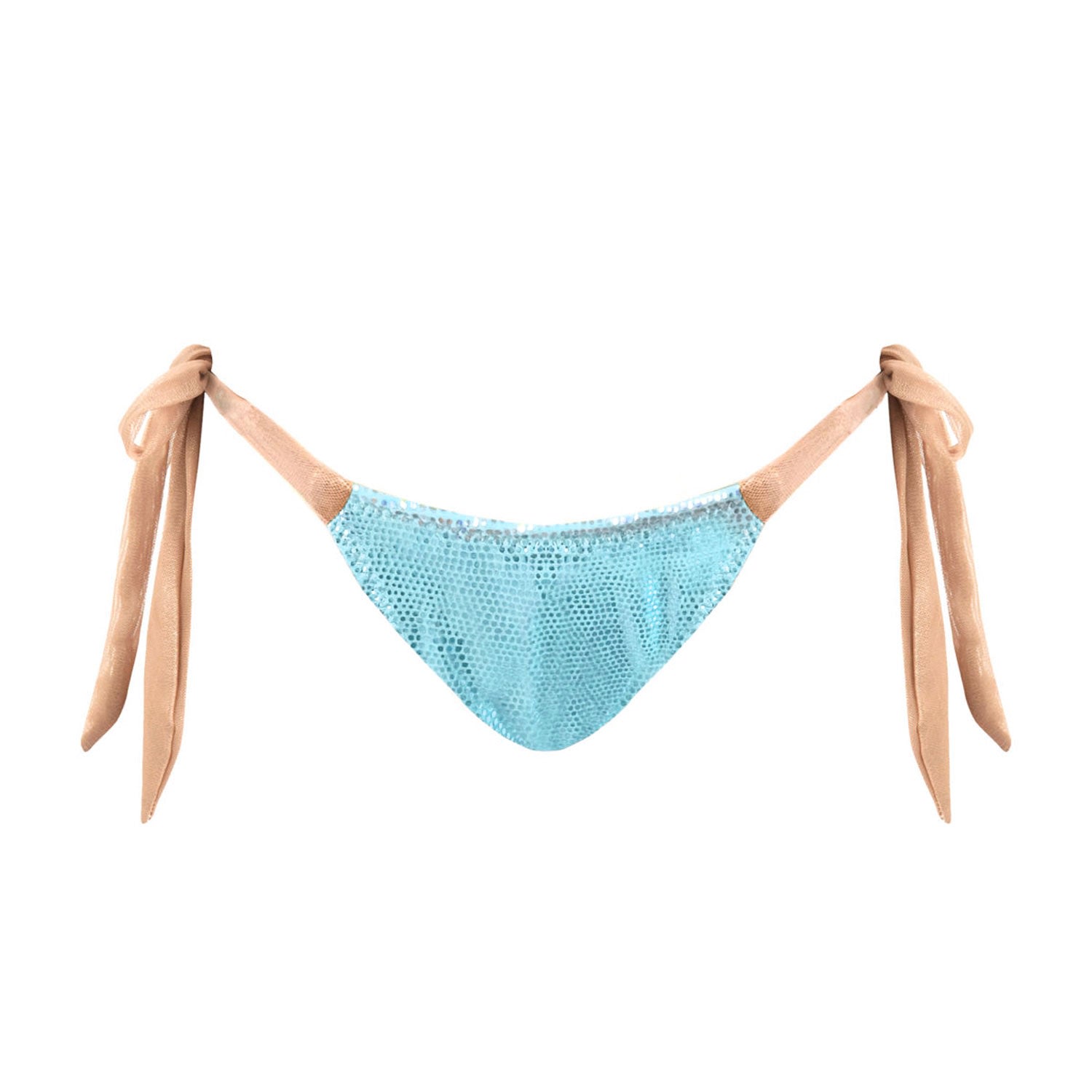 Deessa Ibiza Women's Blue Metallic High Leg Ibiza Bikini Bottom Leah Sargantana Malibu In Blue