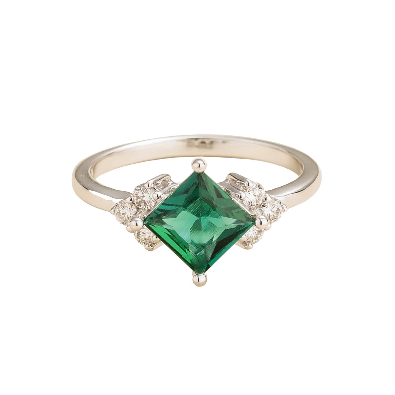 Women’s Green / White / Silver Amore White Gold Ring Emerald & Diamond Juvetti