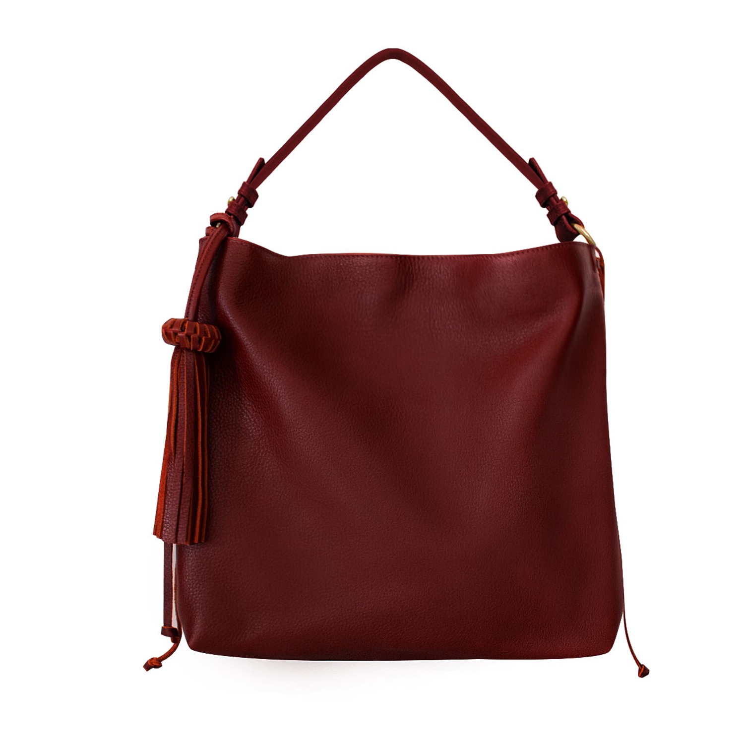Bacalar Bordeaux Cognac Soft Leather Spacious & Slouchy Hobo
