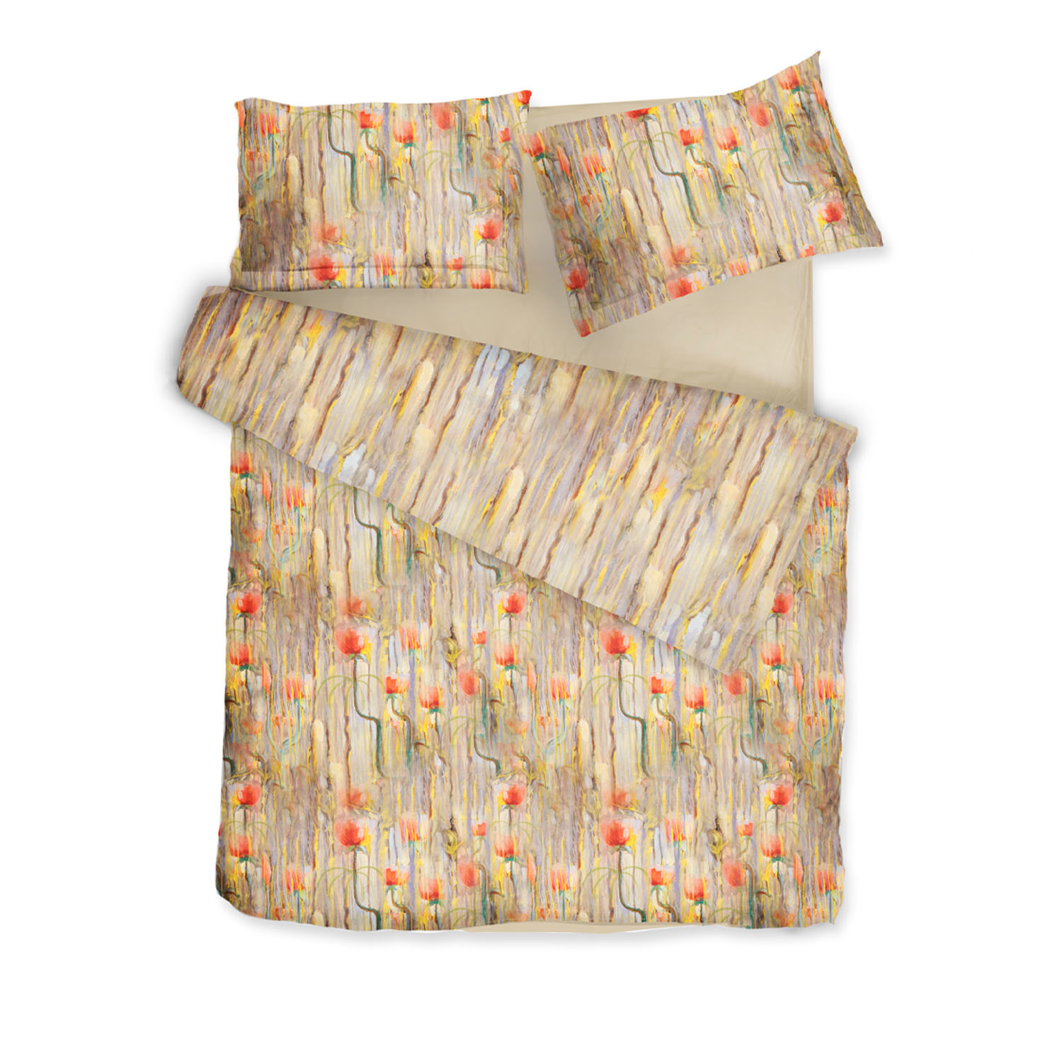 Decoflux Home Neutrals / Red Sateen Bed Linen Set Poppy Uk Super King, Us King In Red