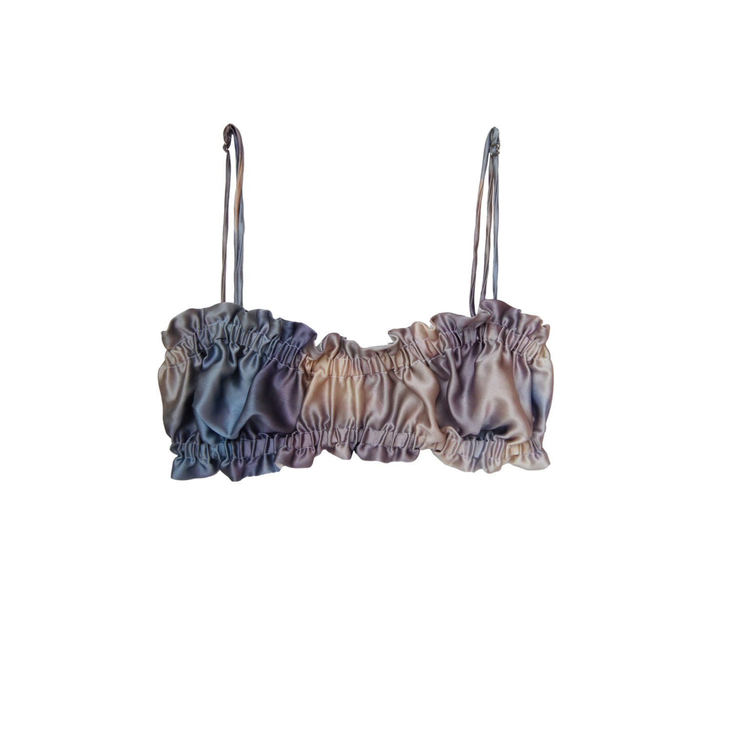 Crease Women's Silk Scalloped Bandeau Bra - Sunrise Print
