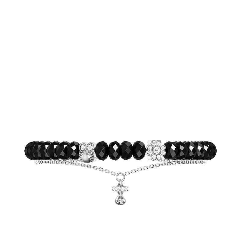 Women’s Black Spinel Beaded Chain Bracelet Awnl