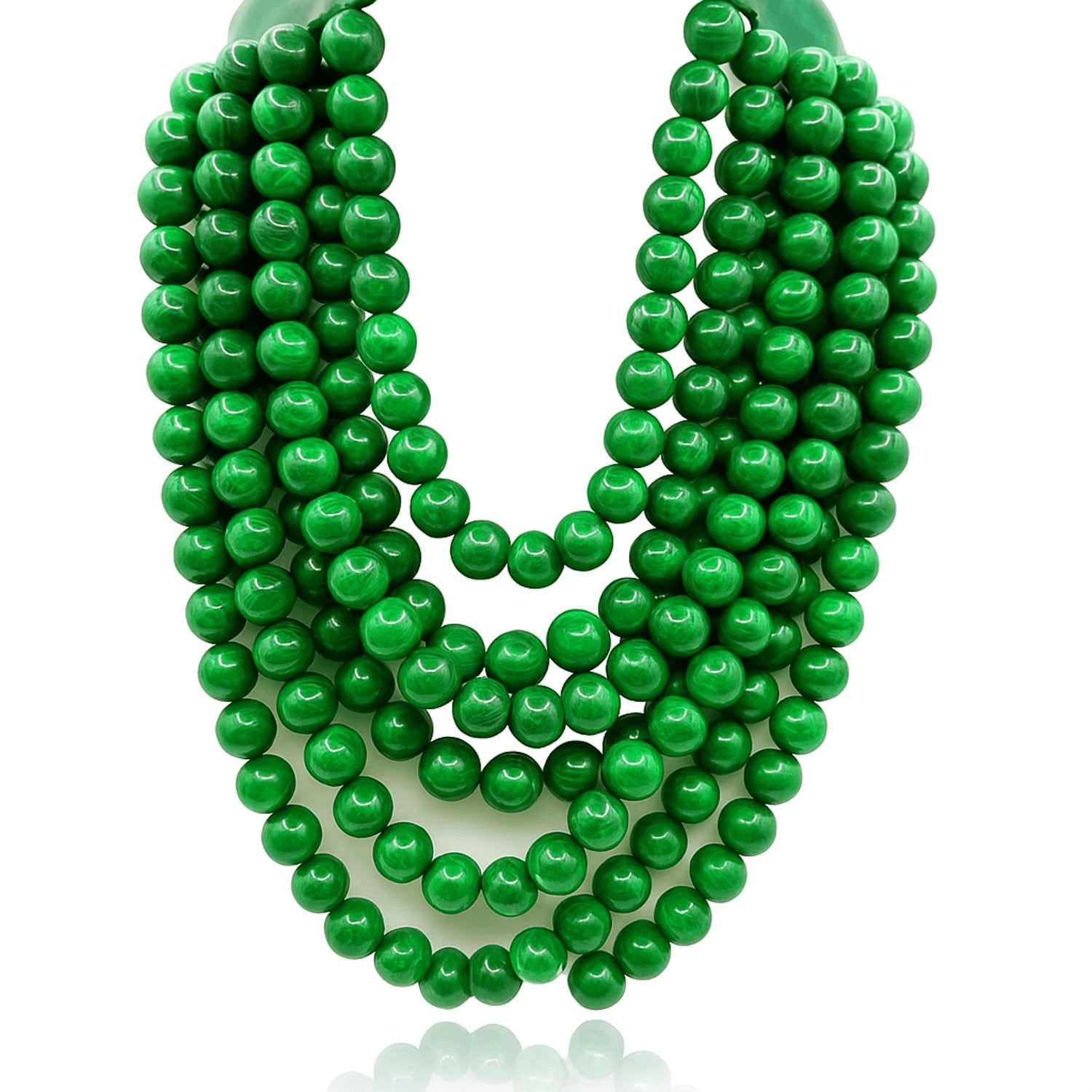 Michael Nash Jewelry Women's Multi-strand Malachite Resin Necklace With Green Vegan Adjustable Clasp In Green