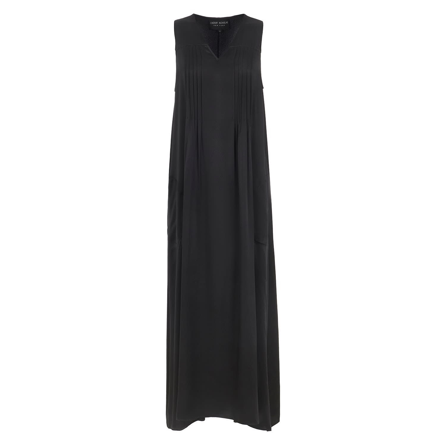 black silk floor length dress