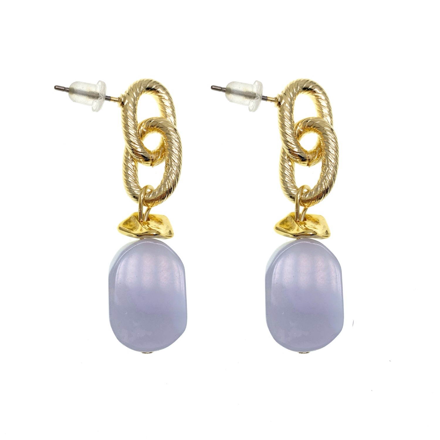 Farra Women's Blue Lace Agate Chain Simple Earrings