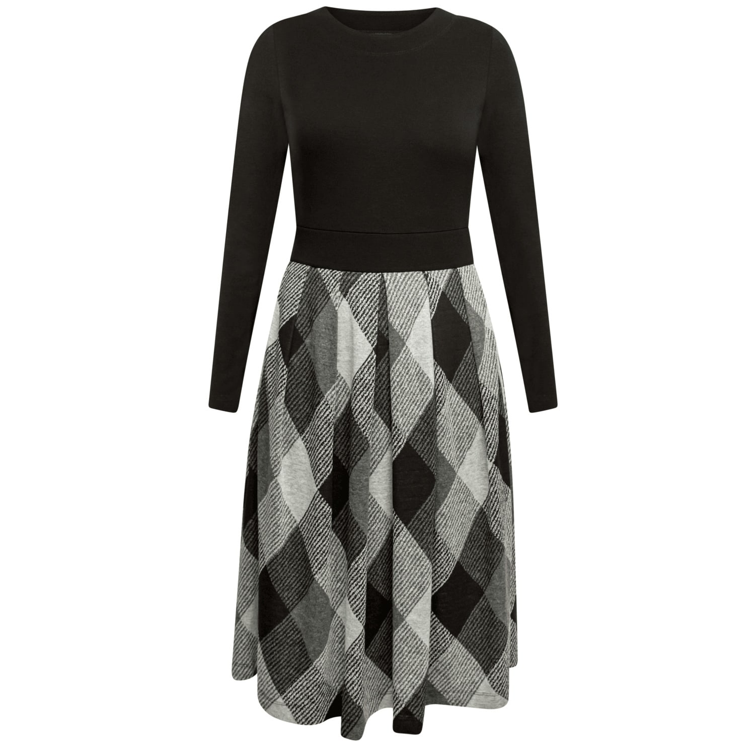 Amoresea Women's Grey / Black Tender Black Grey Midi Jersey Dress With Pockets In Grey/black