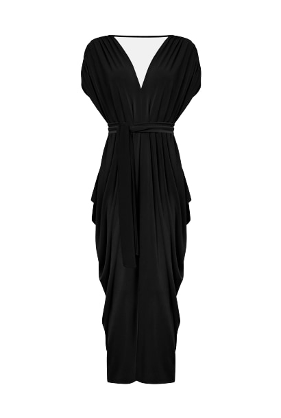 Women’s Black Batwing Pleated Maxi Dress Extra Small James Lakeland