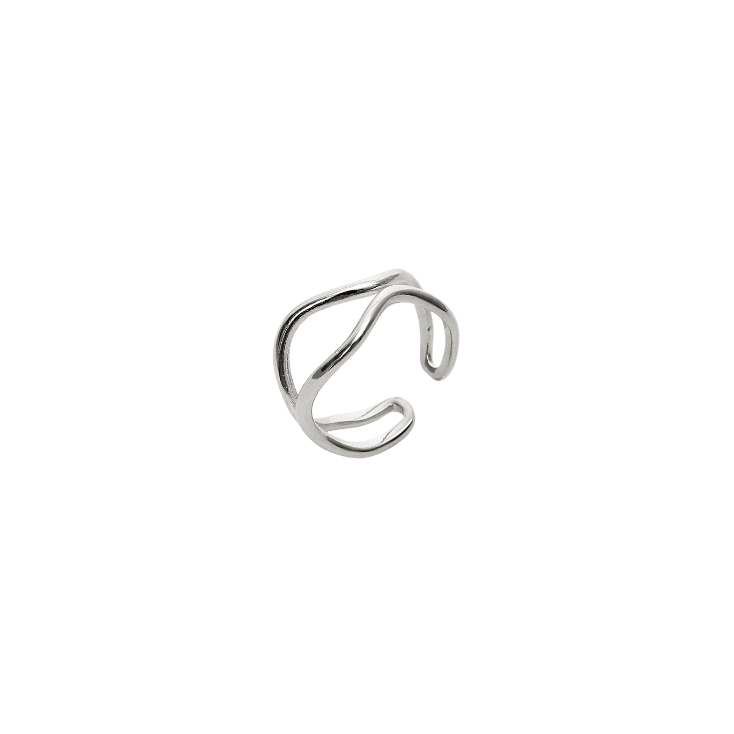 Spero London Women's Wavy Lines Sterling Silver Wave Ring - Silver In Silver