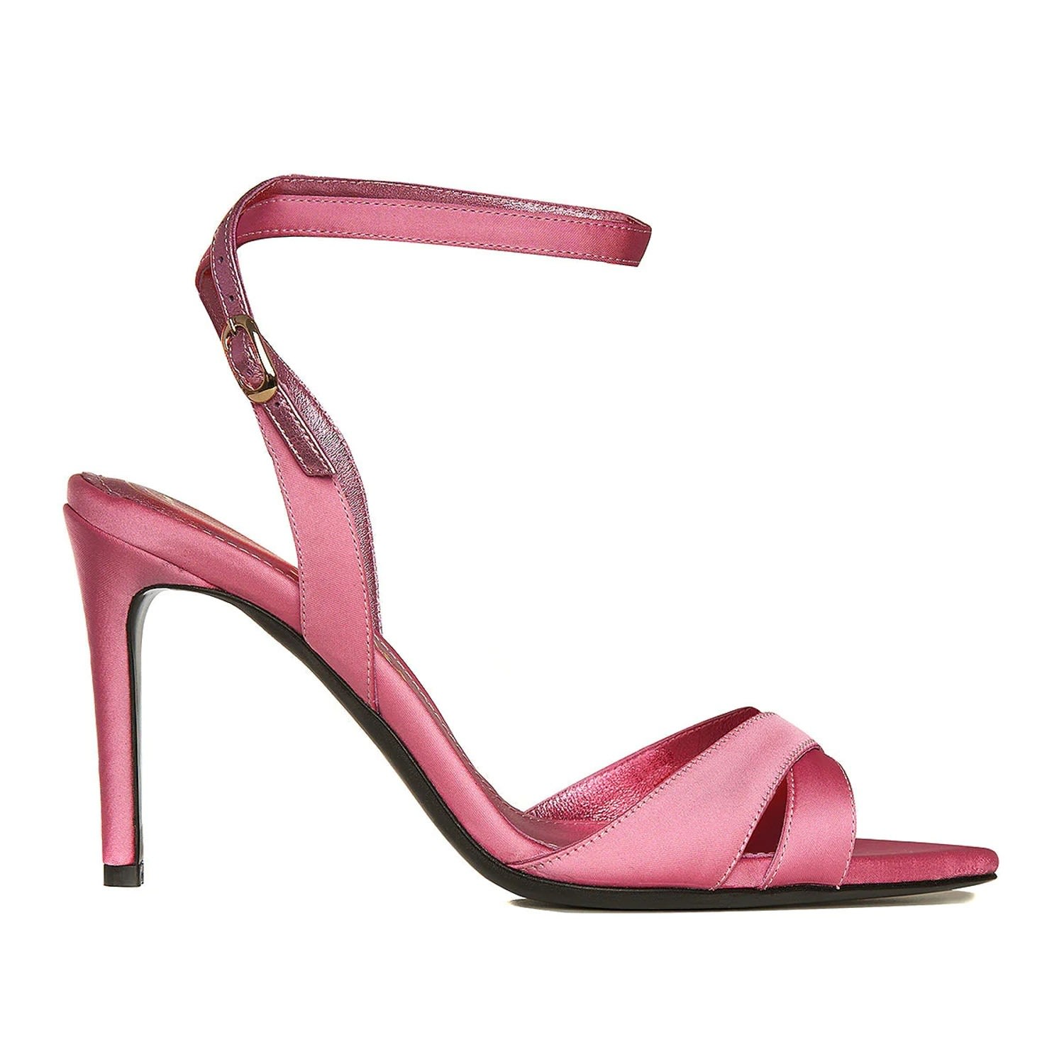 Ginissima Thea Soft Pink Satin Sandals In Pink/purple