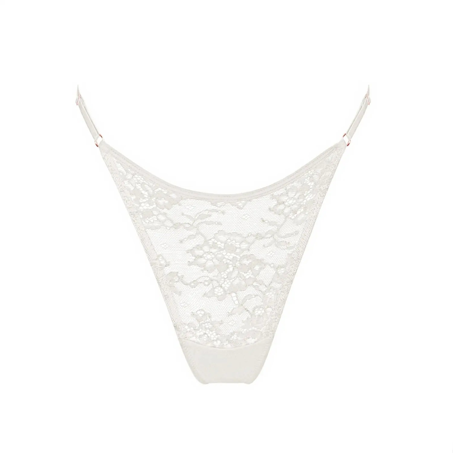 Monique Morin Lingerie Women's White Wild Lace Crystal Adjustable Thong In White