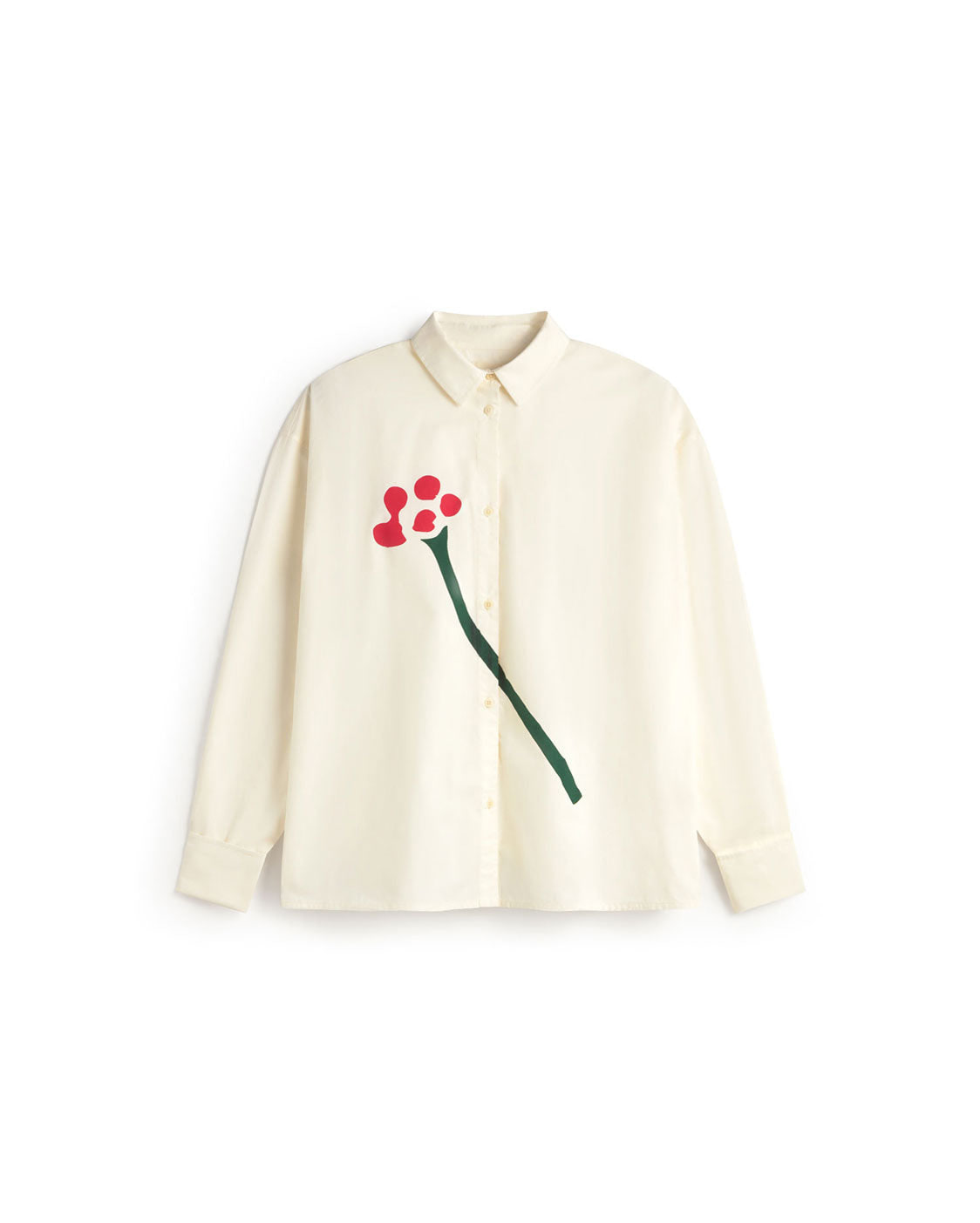 Thinking Mu Women's White Poplin Flower Juana Blouse In White
