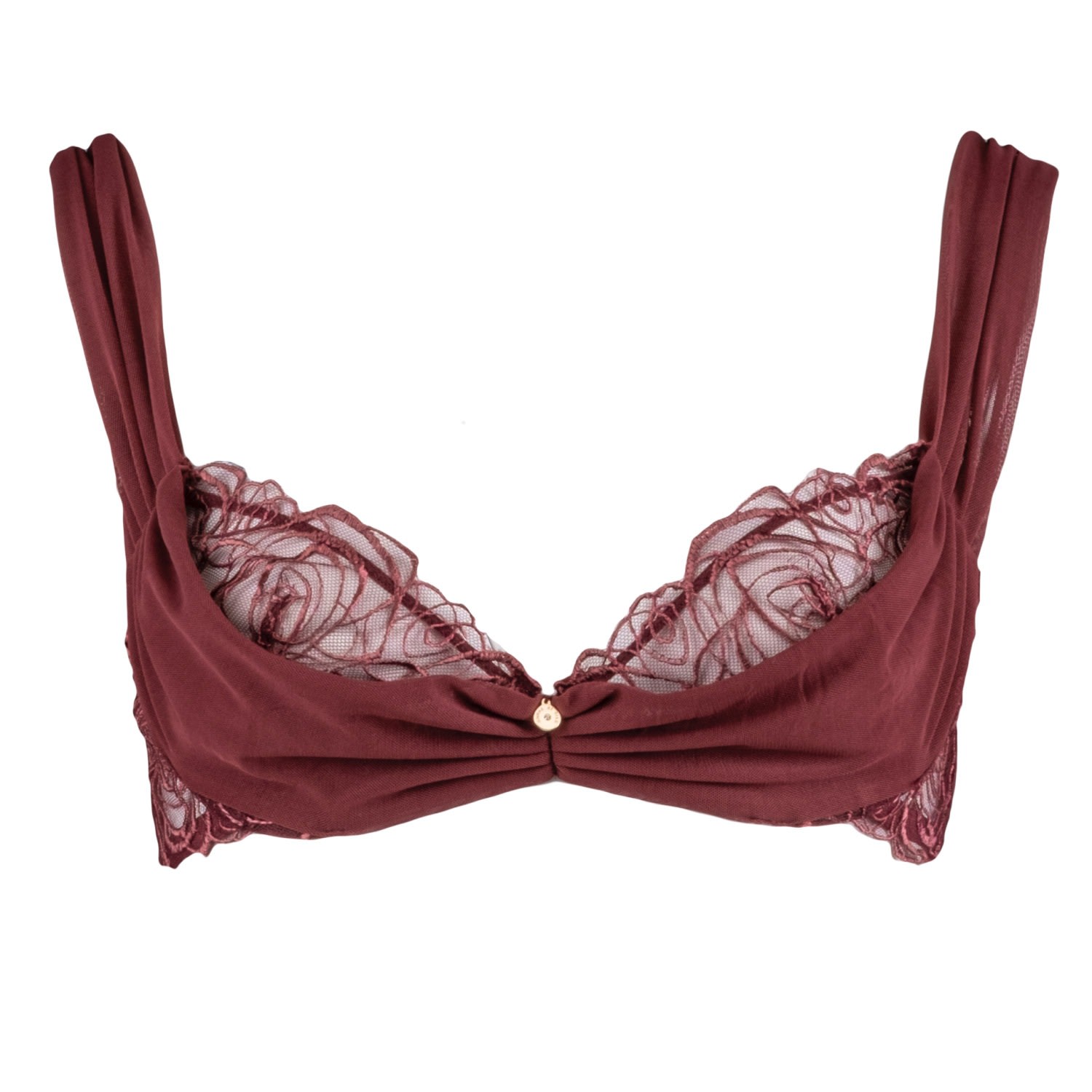 Women’s Lucy Lace & Tulle Bra Claret Red Small House of Silk