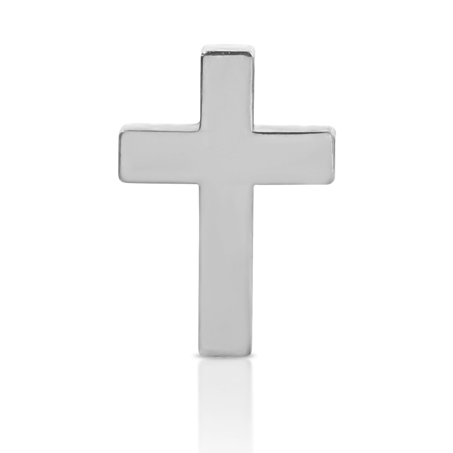 Maya Brenner Women's Silver Charm Stud - 14k White Gold - Cross In Metallic