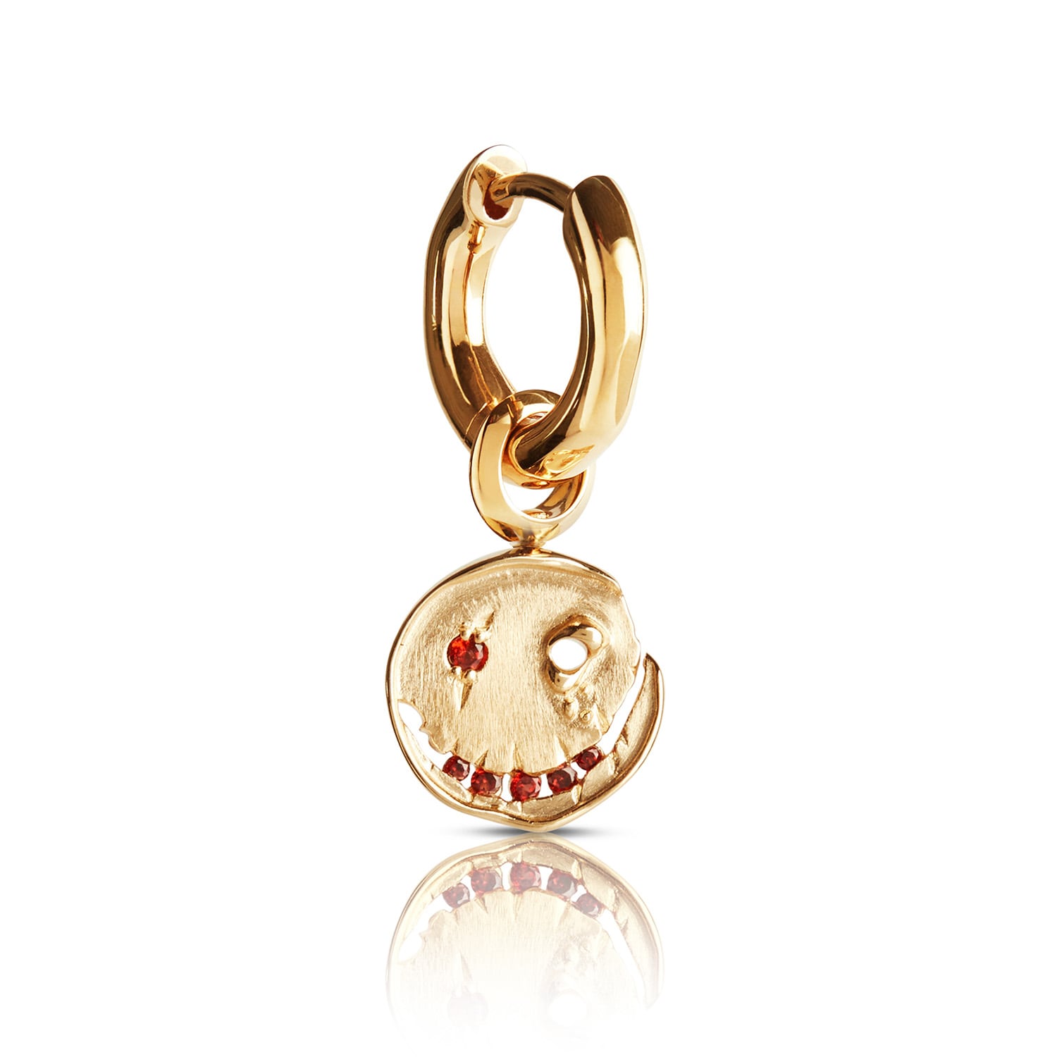 Kasun Women's Smile Hoop Earrings – January – Garnet – Gold Plated