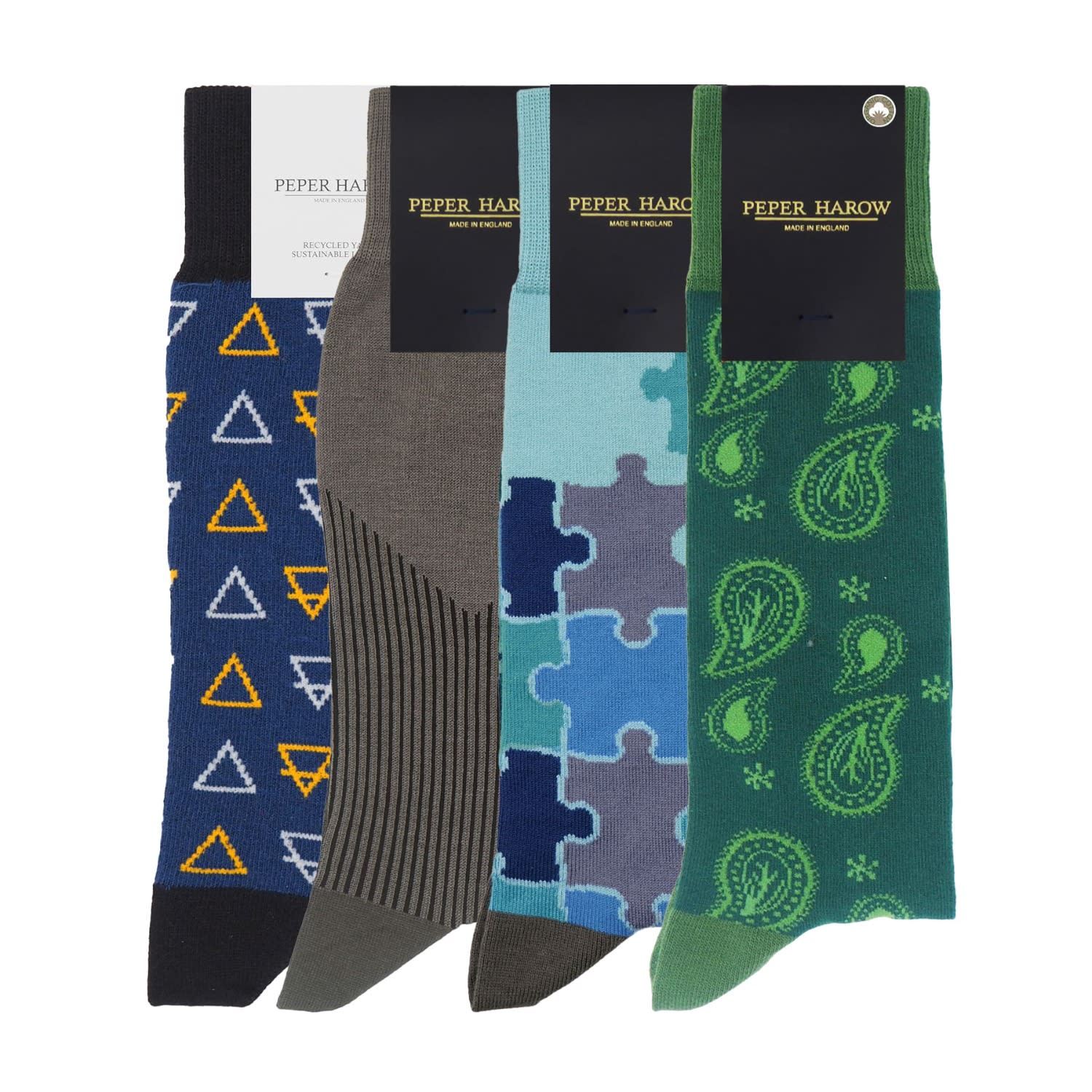 Peper Harow - Made In England Men's Men's Socks Bundle - Winter In Blue/gray/green