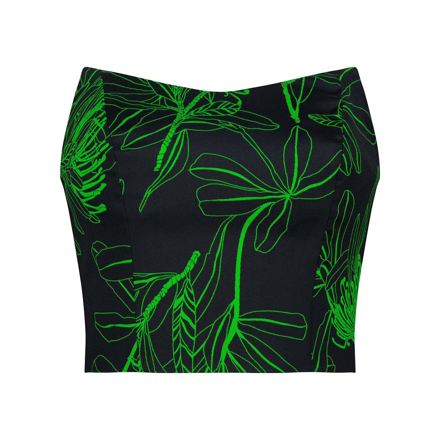Azzalia Women's Black Jacquard Printed Crop Top-lime Punch In Black