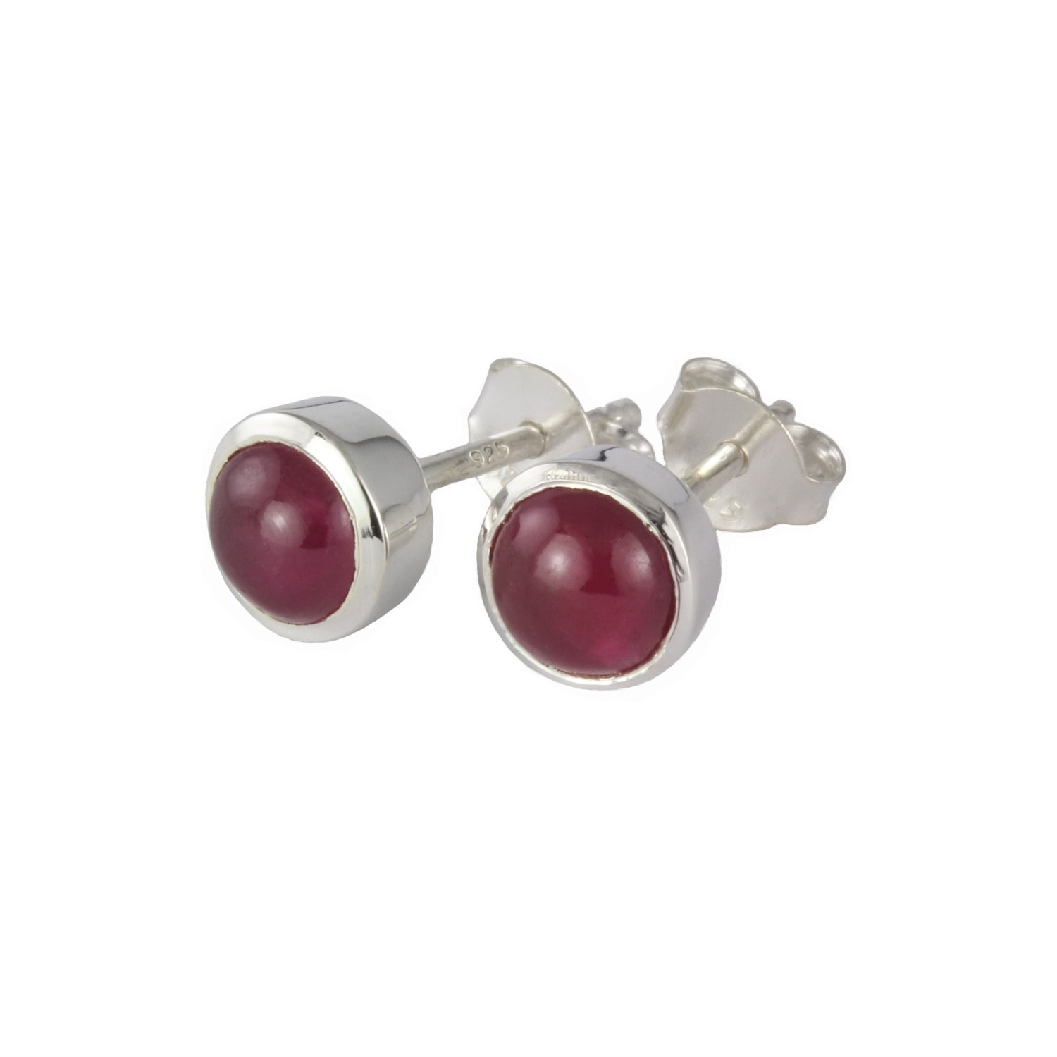 The Jewellery Store London Women's Silver / Red July Birthstone Earrings – Ruby In Sterling Silver