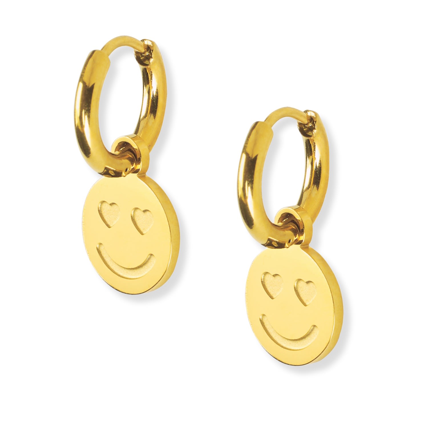 Hoops + Chains Ldn Women's Gold Smiley Huggies In Gold