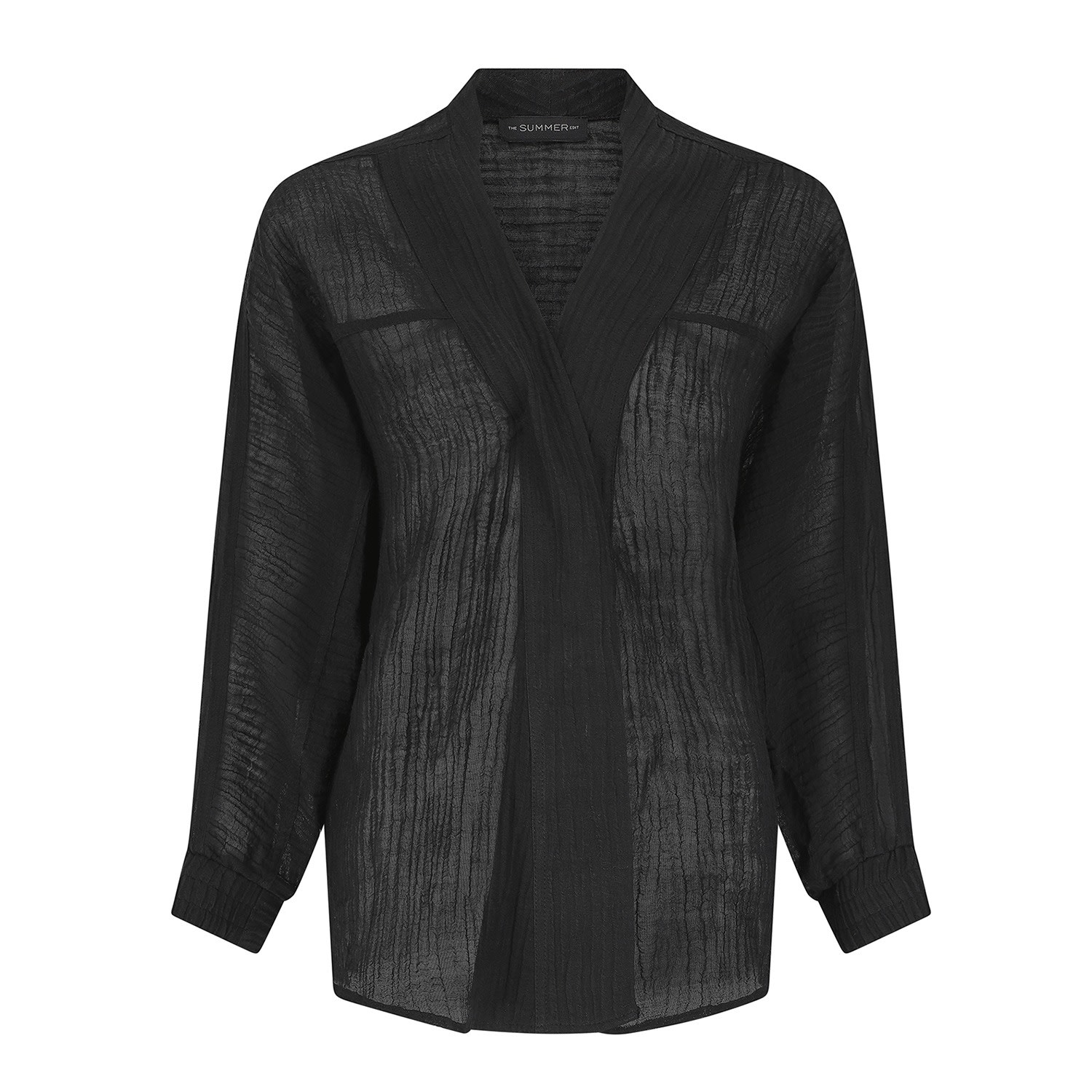 Women’s Margot Crinkle Linen Sports Shirt - Black Medium The Summer Edit