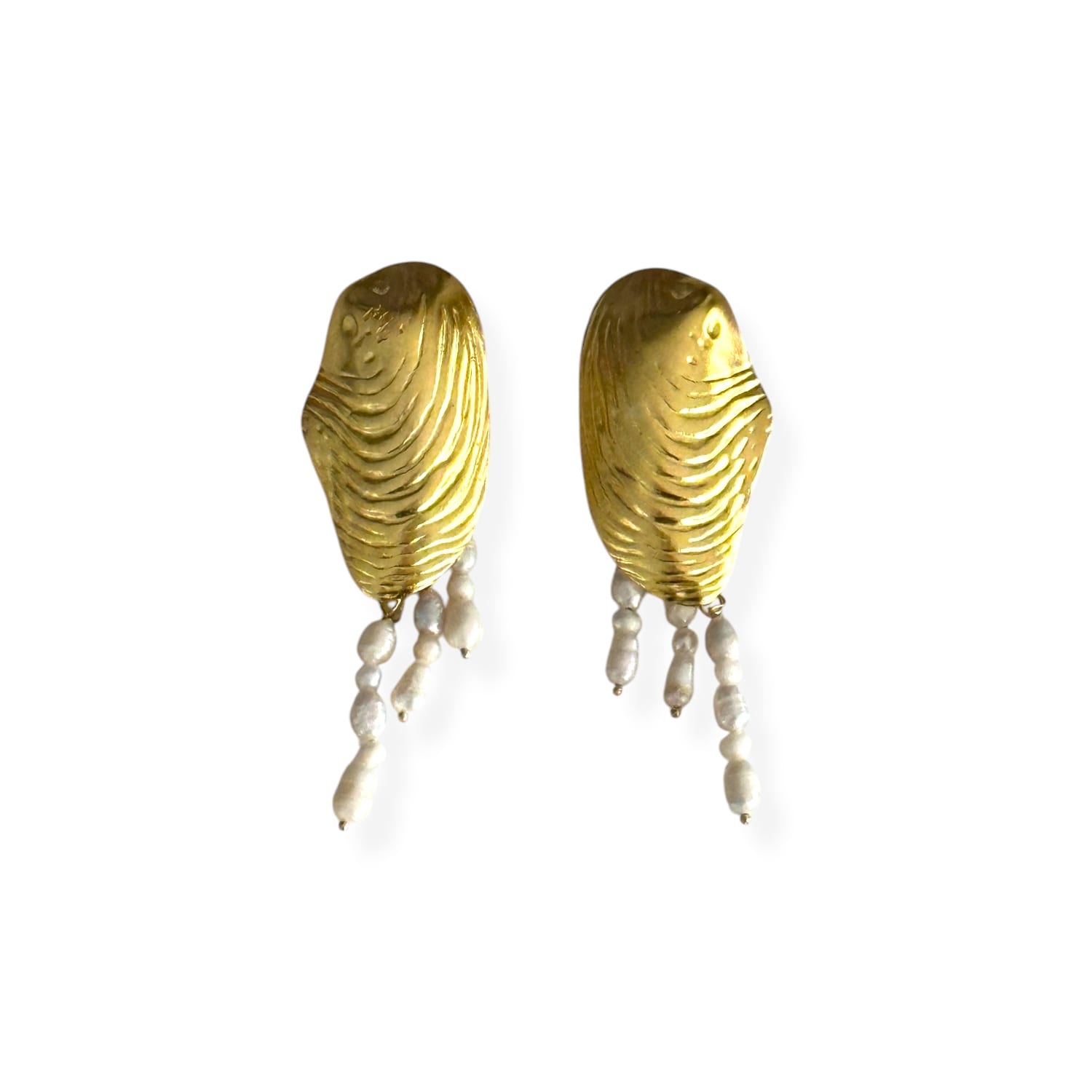 Majalis Jewelry Women's Gold Pearl Sea Shell Earring